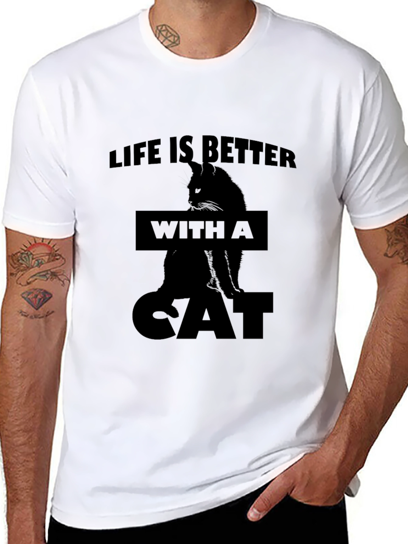 Life is Better with a Cat Black T-Shirt
