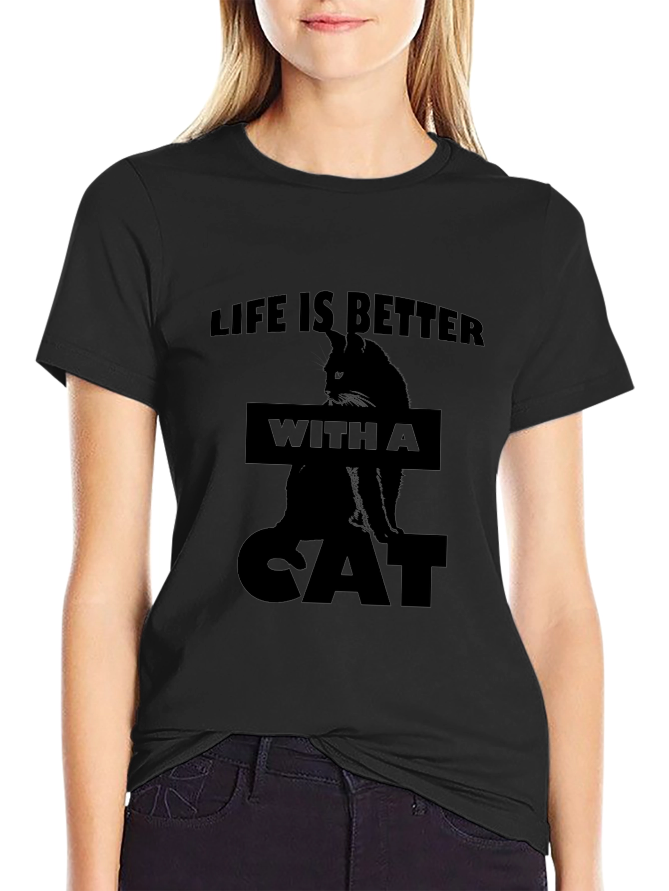 Life is Better with a Cat Black T-Shirt