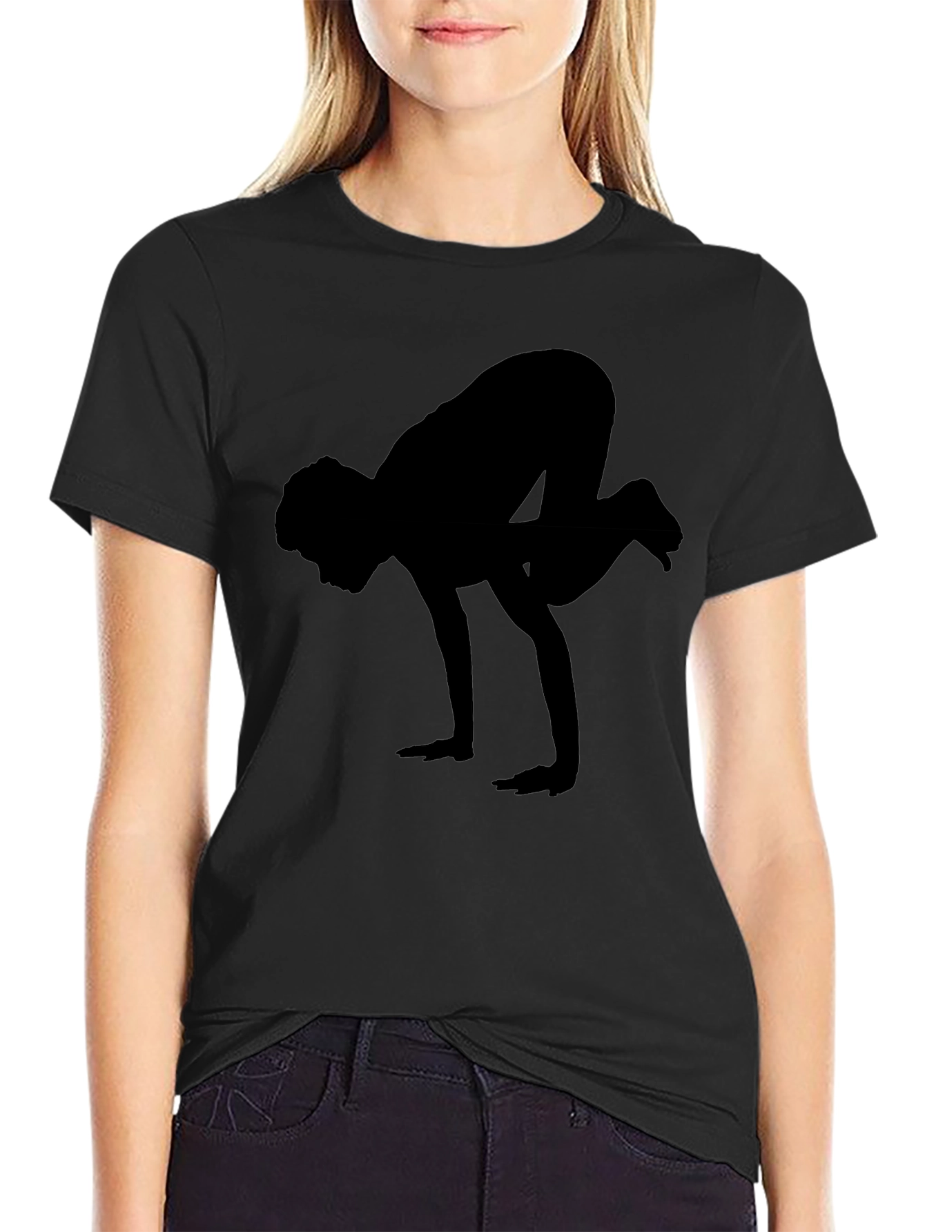 Yoga Crow Pose Black T-Shirt