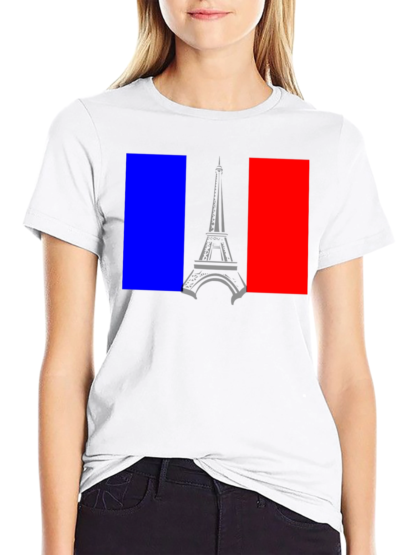 Paris Eiffel Tower French Flag Graphic T-Shirt