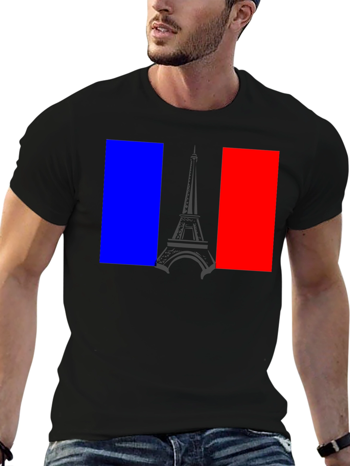 Paris Eiffel Tower French Flag Graphic T-Shirt