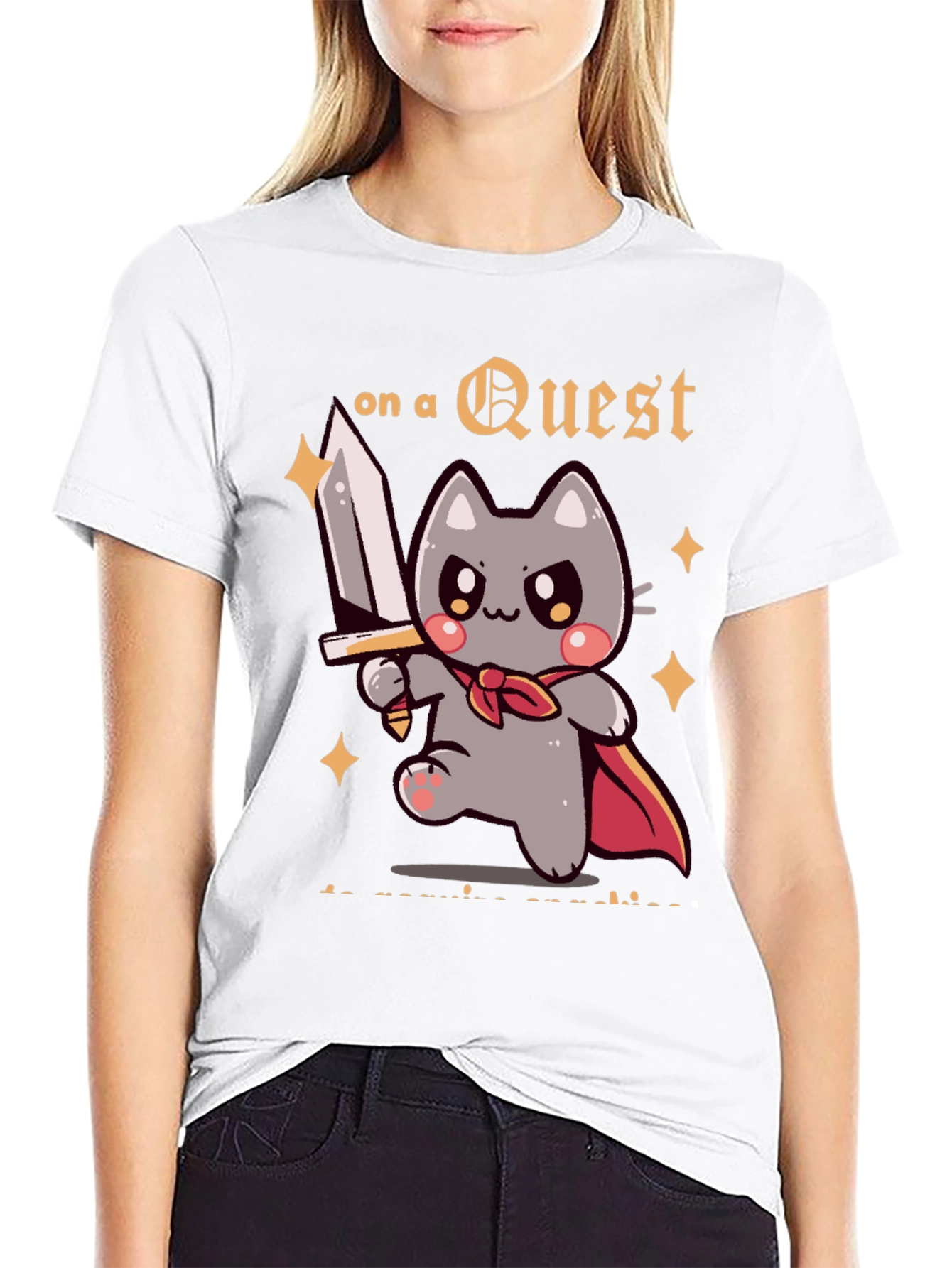 Questing Cat Graphic T-Shirt - Adventure Awaits!