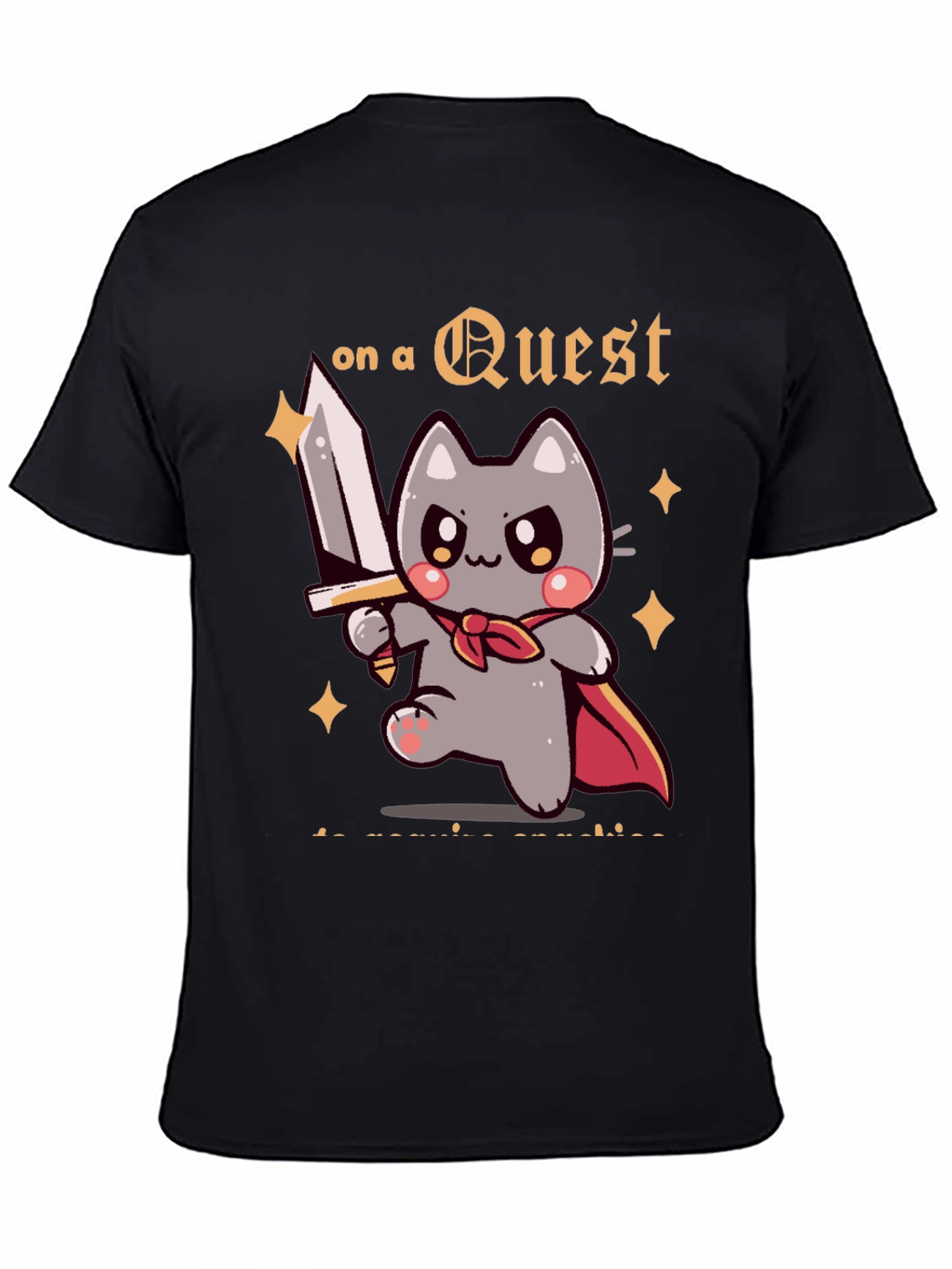 Questing Cat Graphic T-Shirt - Adventure Awaits!