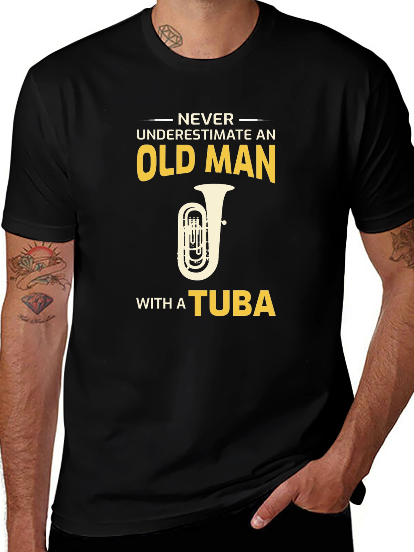 Old Man Tuba Player Graphic Tee