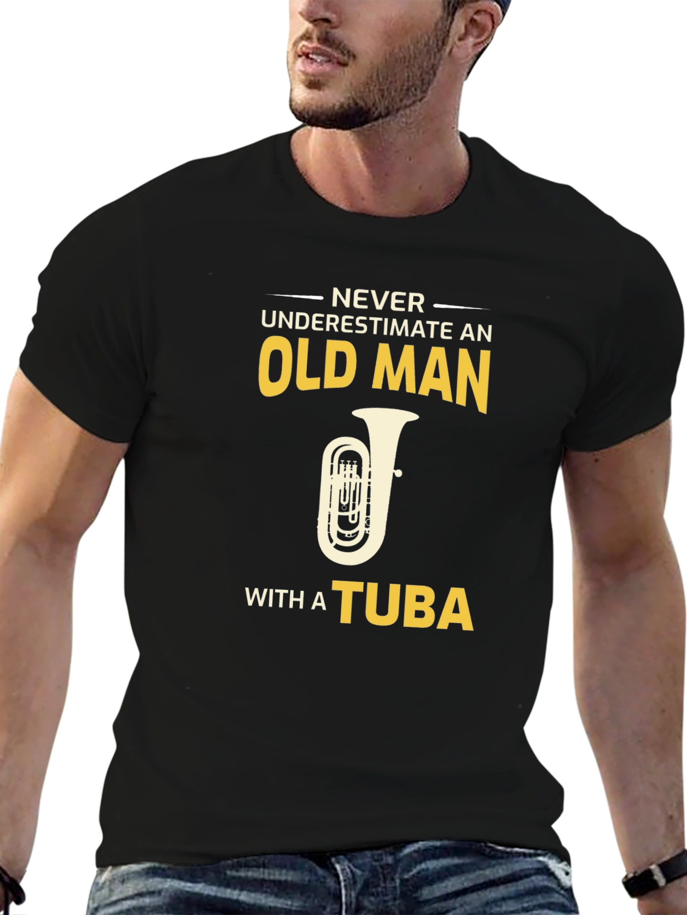 Old Man Tuba Player Graphic Tee