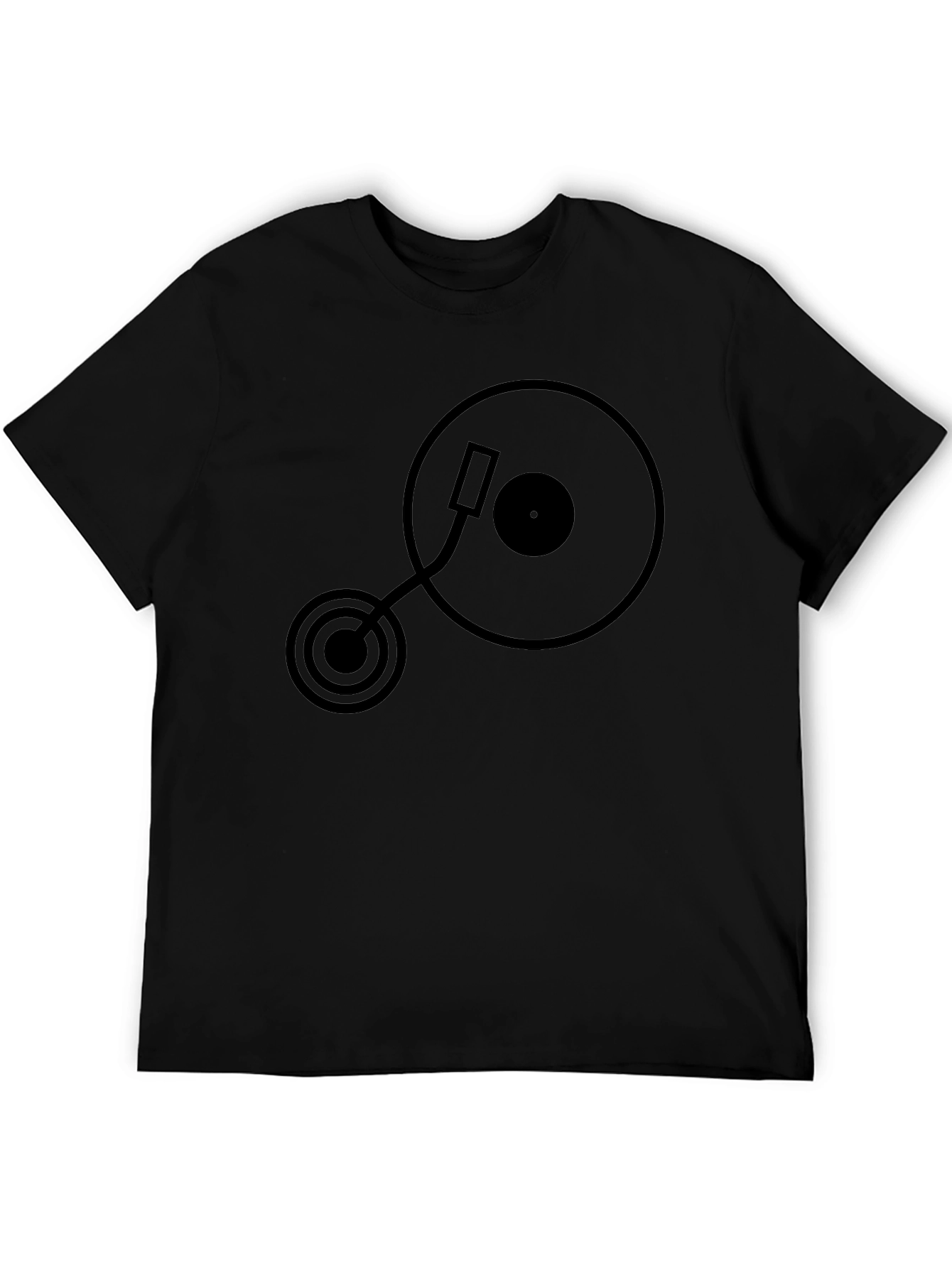 Turntable Graphic T-Shirt - Black Casual Tee