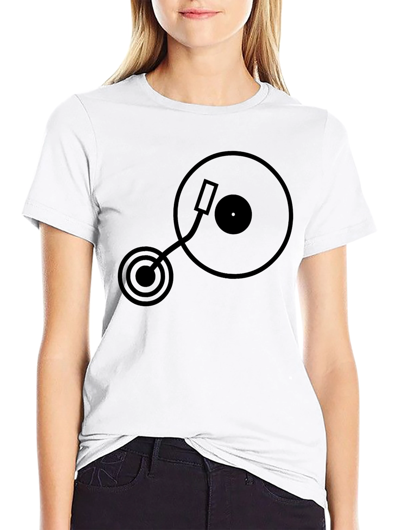 Turntable Graphic T-Shirt - Black Casual Tee