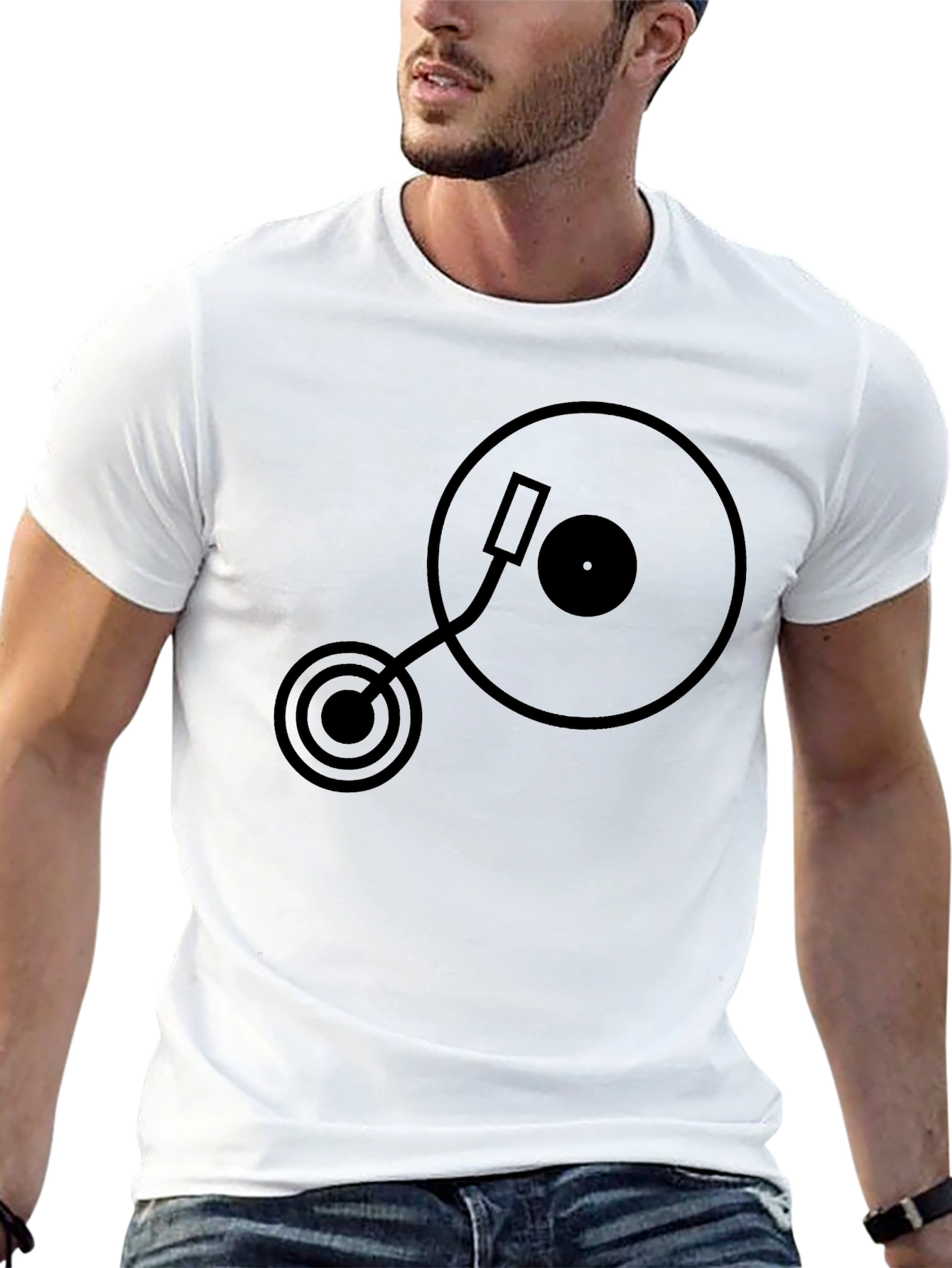 Turntable Graphic T-Shirt - Black Casual Tee