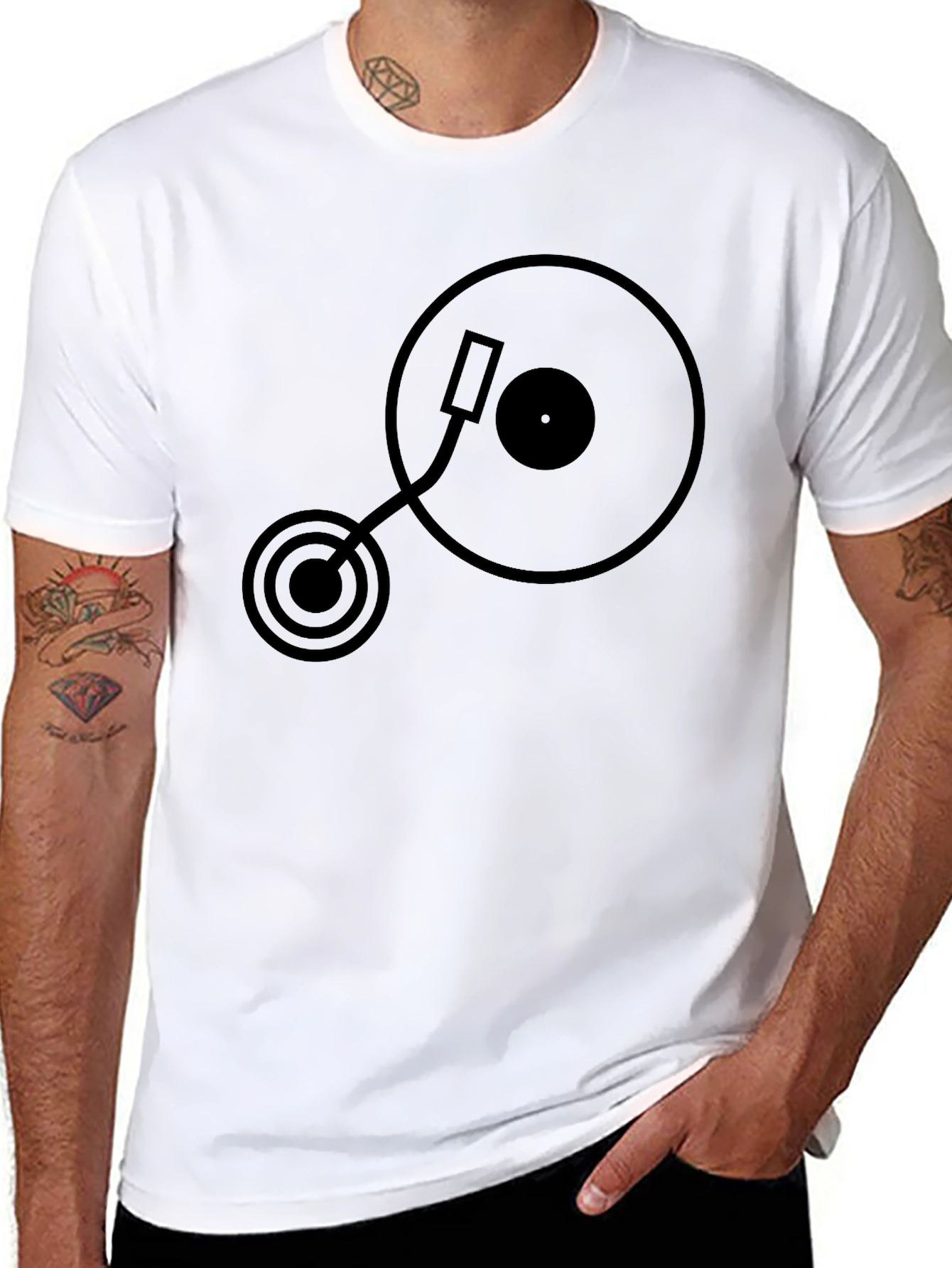 Turntable Graphic T-Shirt - Black Casual Tee