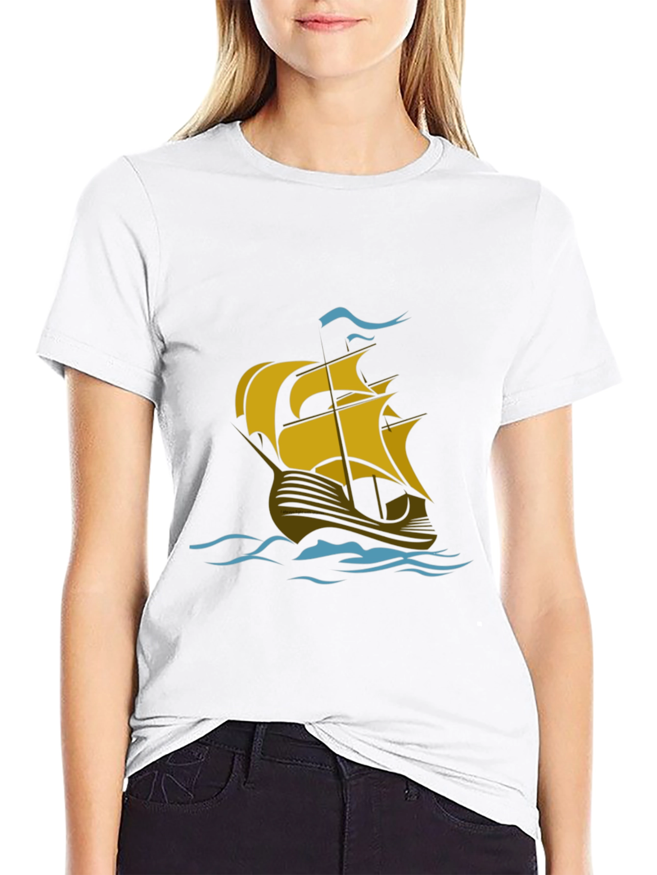 Nautical Sailboat Graphic T-Shirt - Black