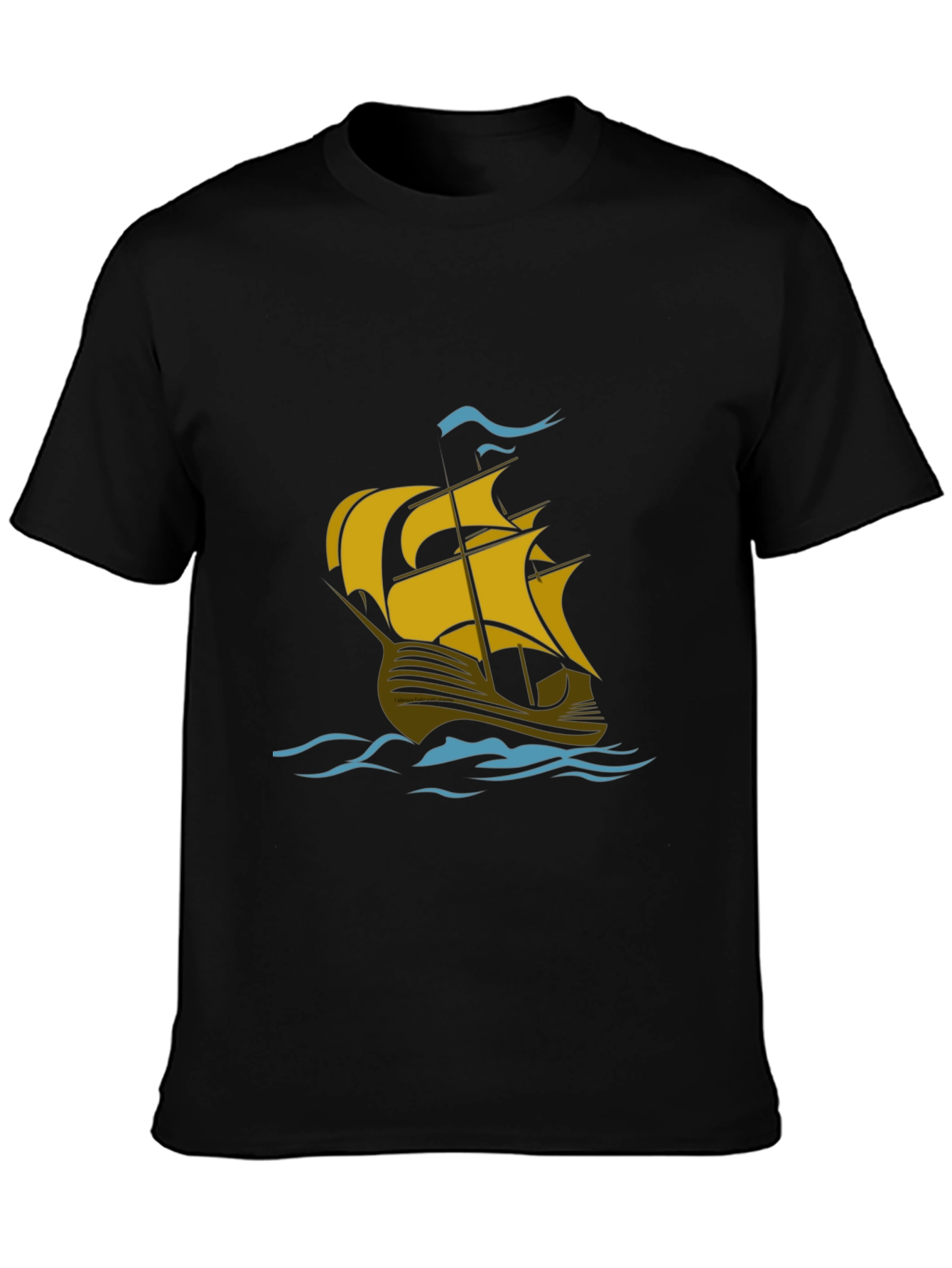 Nautical Sailboat Graphic T-Shirt - Black