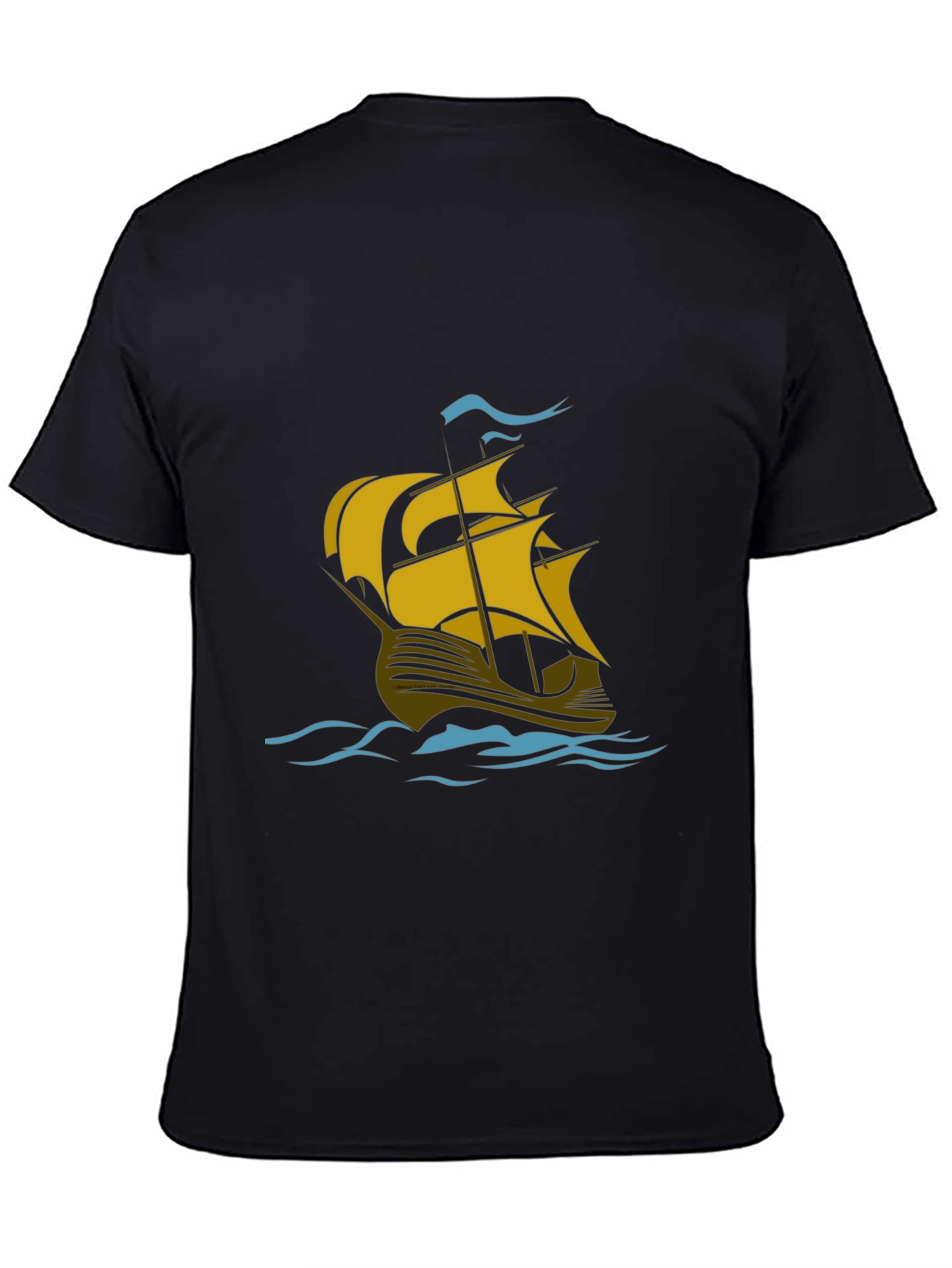 Nautical Sailboat Graphic T-Shirt - Black