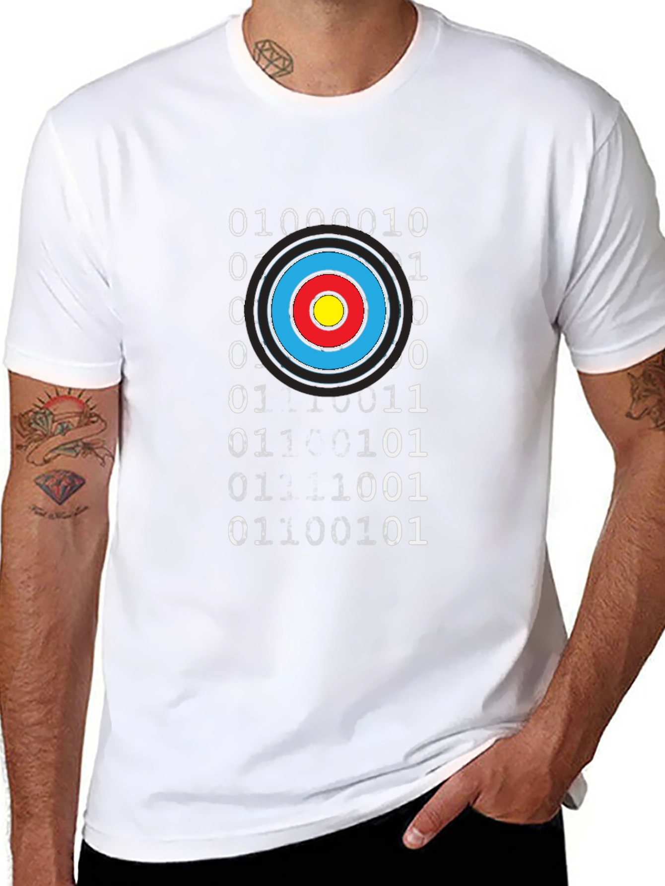 Binary Code Target Graphic Tee - Black