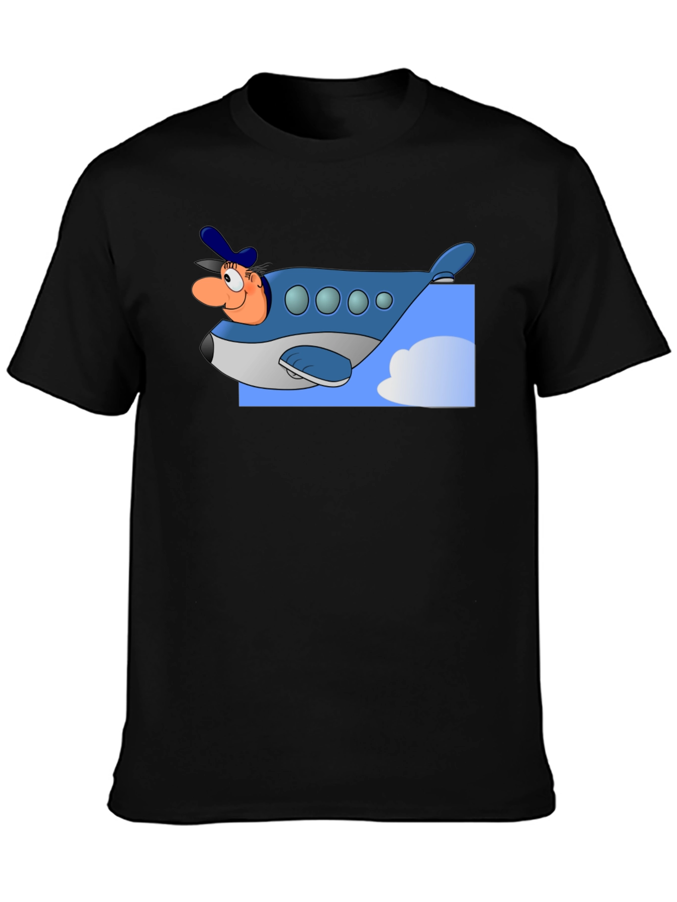 Cartoon Airplane Pilot Graphic T-Shirt