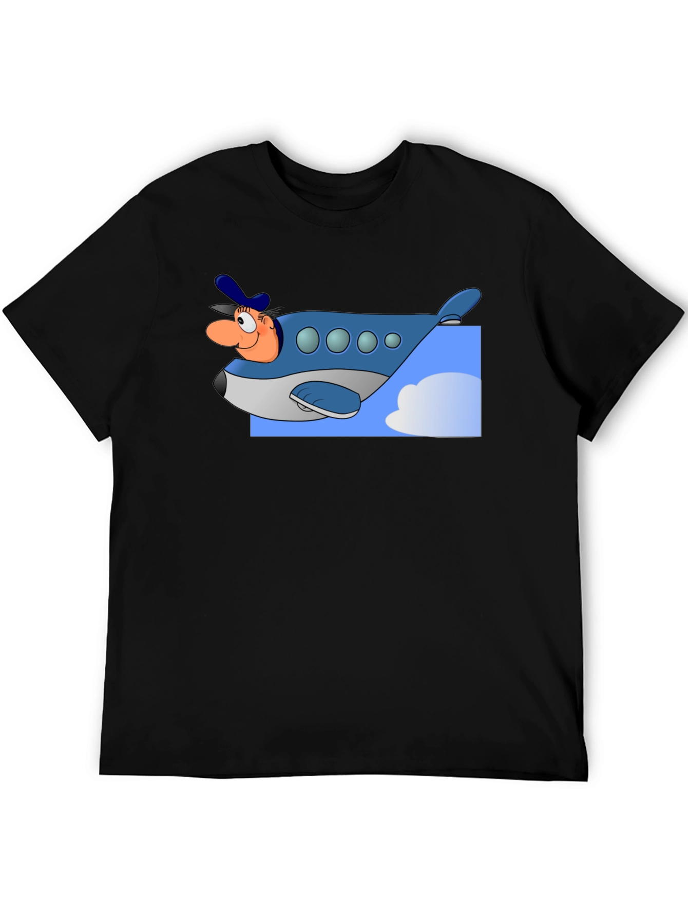 Cartoon Airplane Pilot Graphic T-Shirt