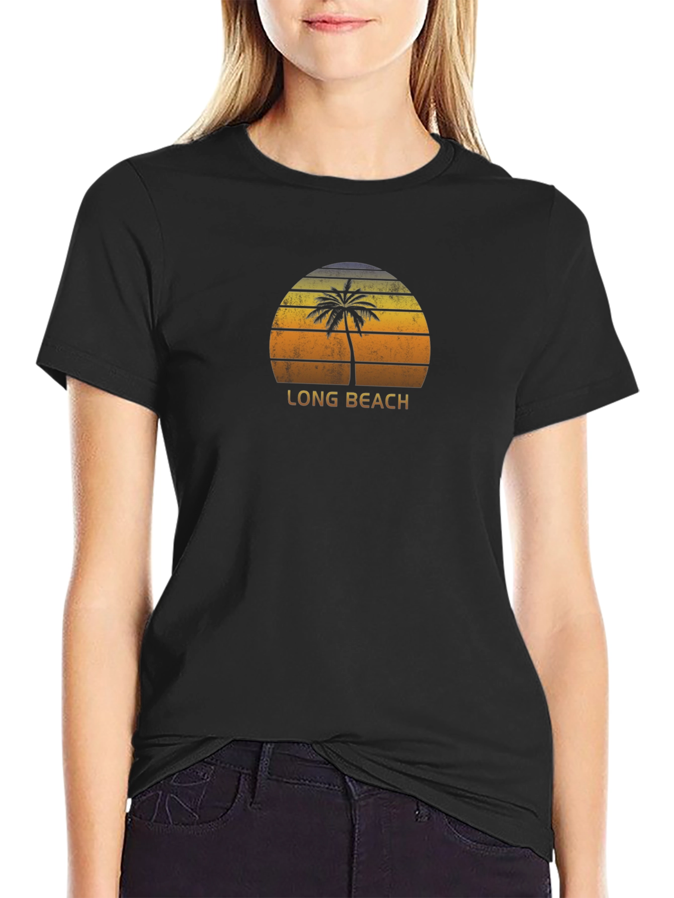 Long Beach Retro Palm Tree Graphic Tee