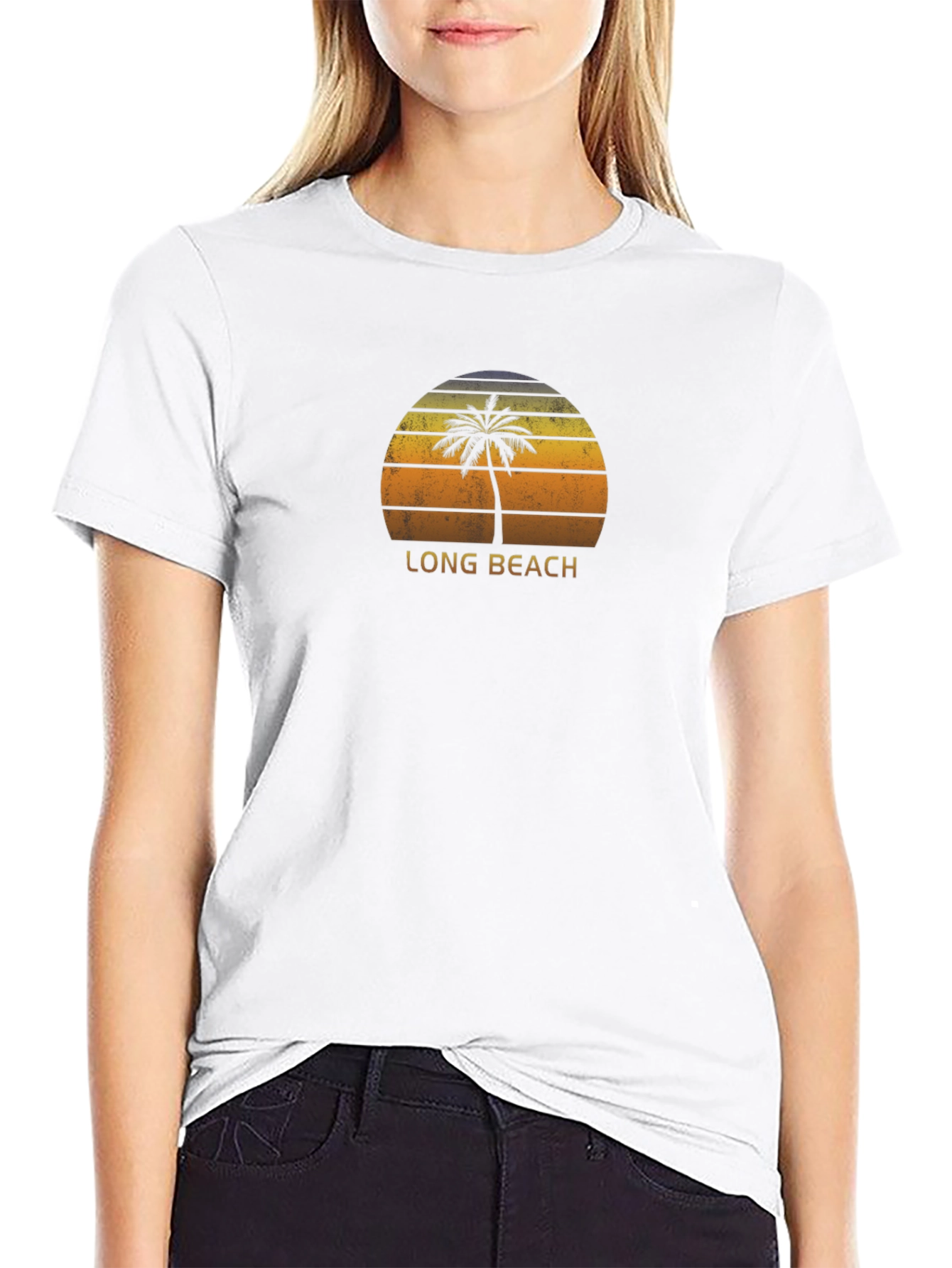Long Beach Retro Palm Tree Graphic Tee