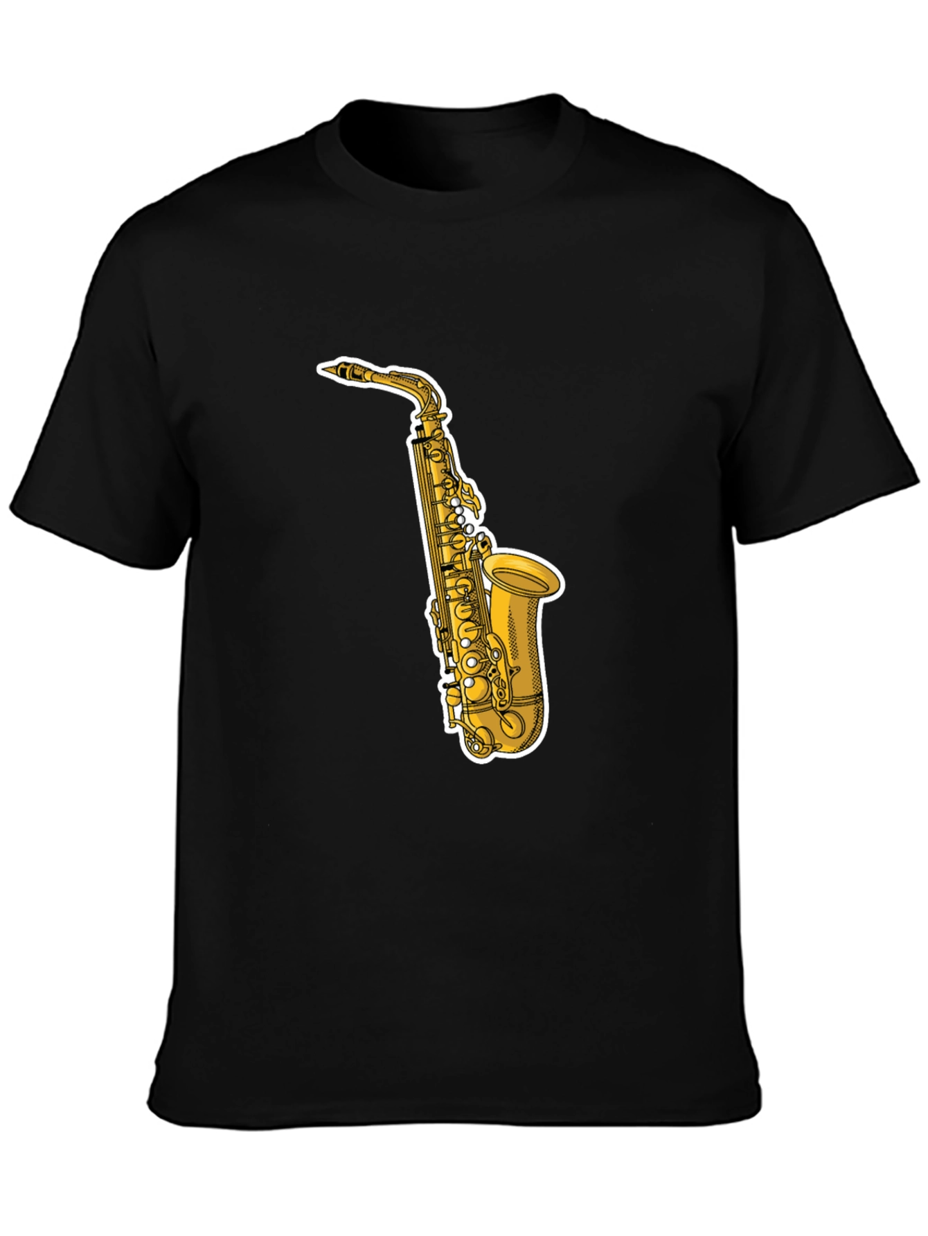 Saxophone Graphic Tee - Cool Black T-Shirt