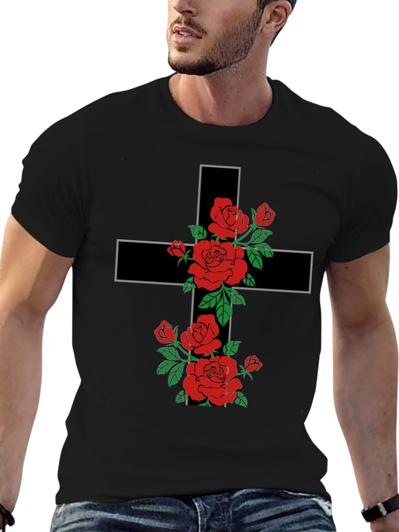 Floral Cross Graphic Tee - Trendy Religious Apparel