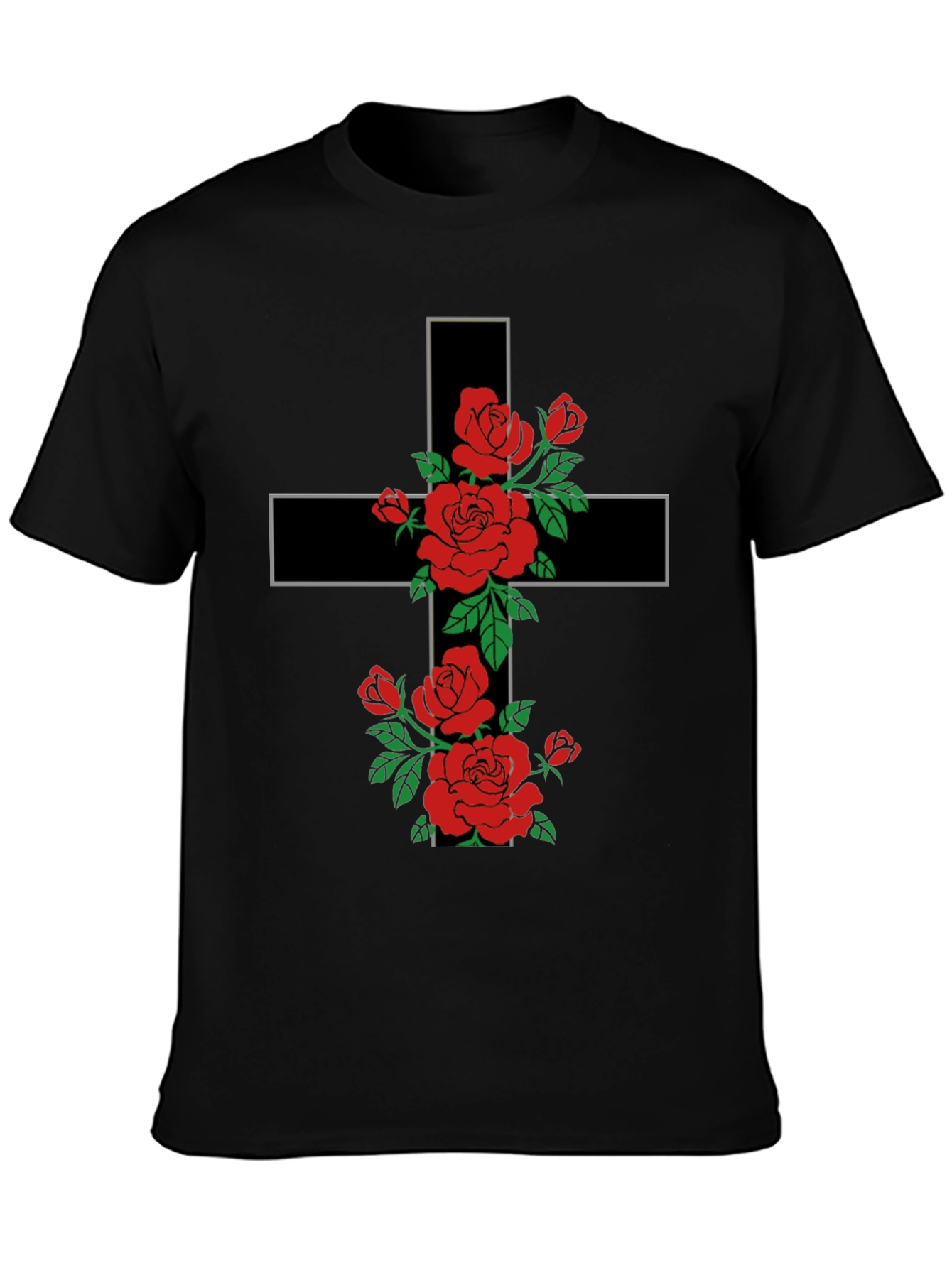 Floral Cross Graphic Tee - Trendy Religious Apparel