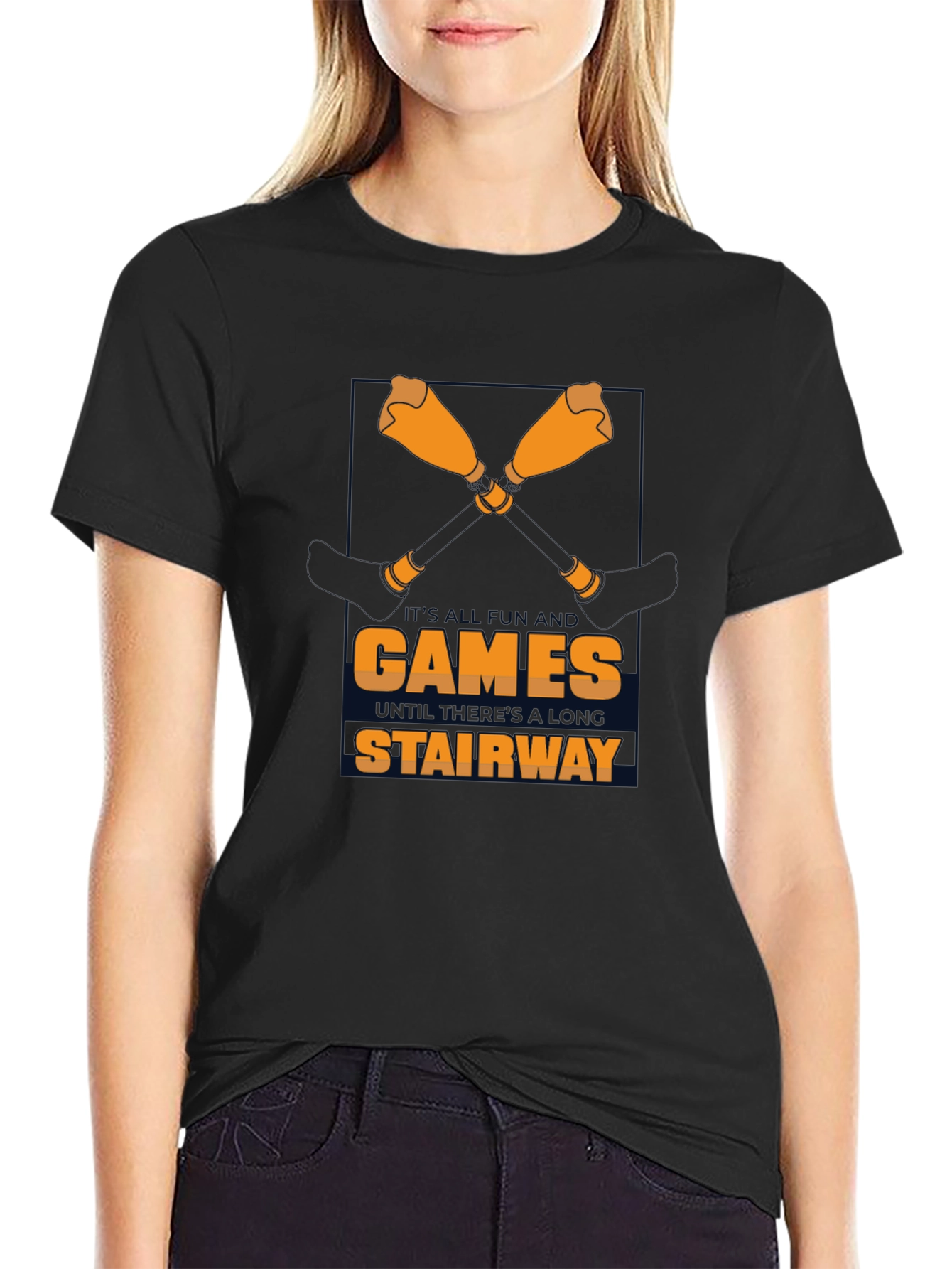 Games Stairway Black Graphic Tee