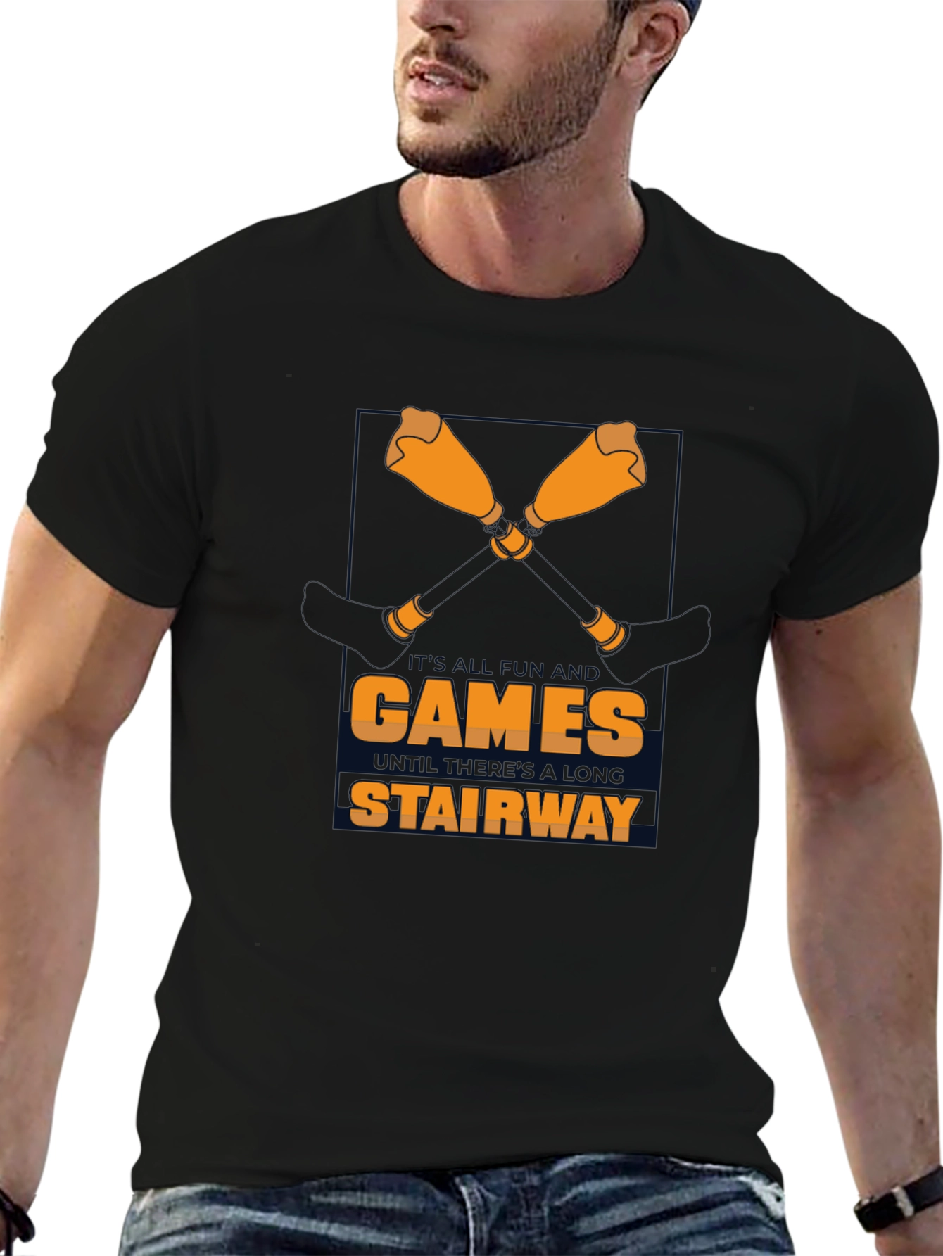 Games Stairway Black Graphic Tee