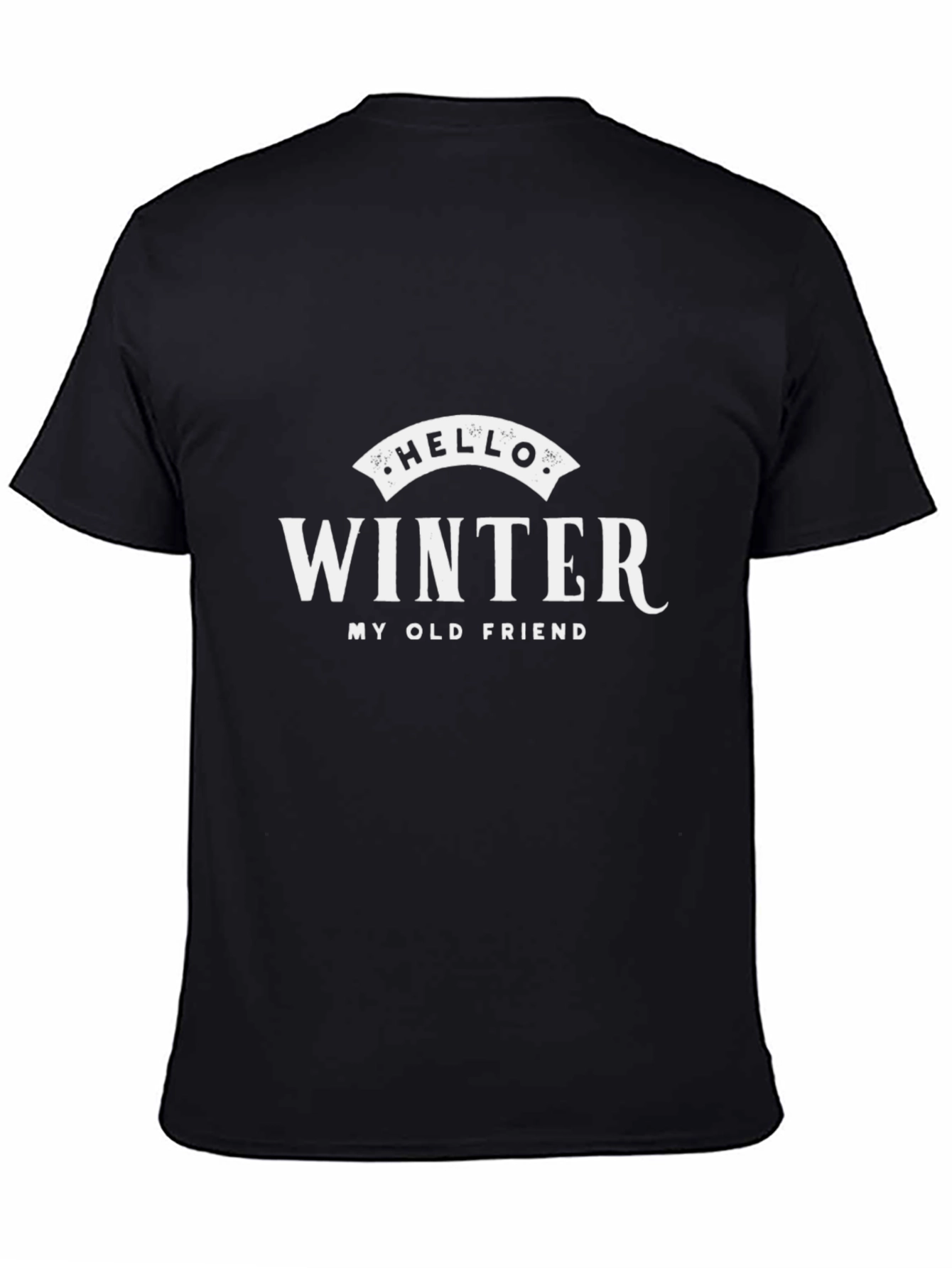Hello Winter Graphic Tee - Soft Black Cotton Blend