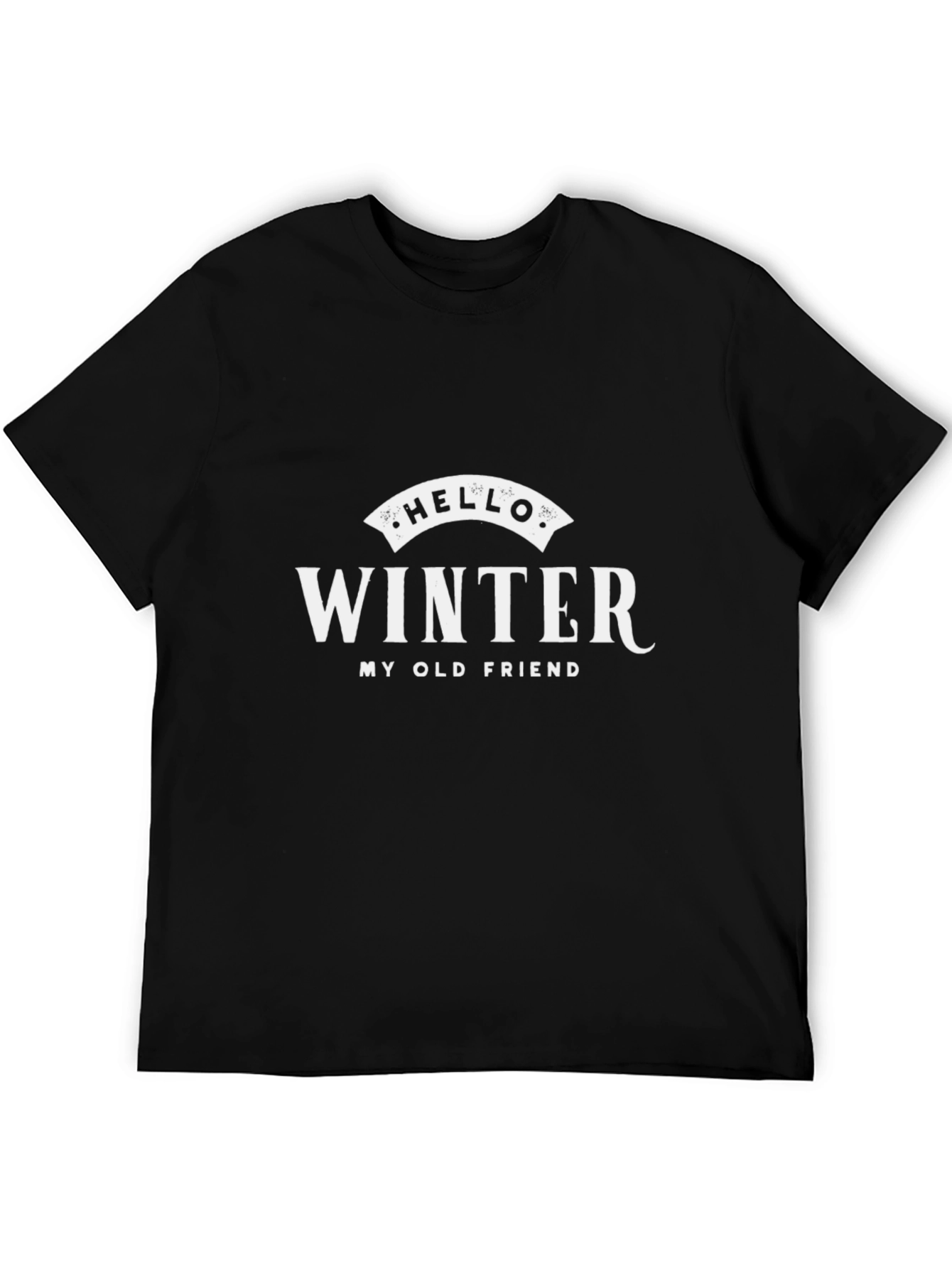 Hello Winter Graphic Tee - Soft Black Cotton Blend