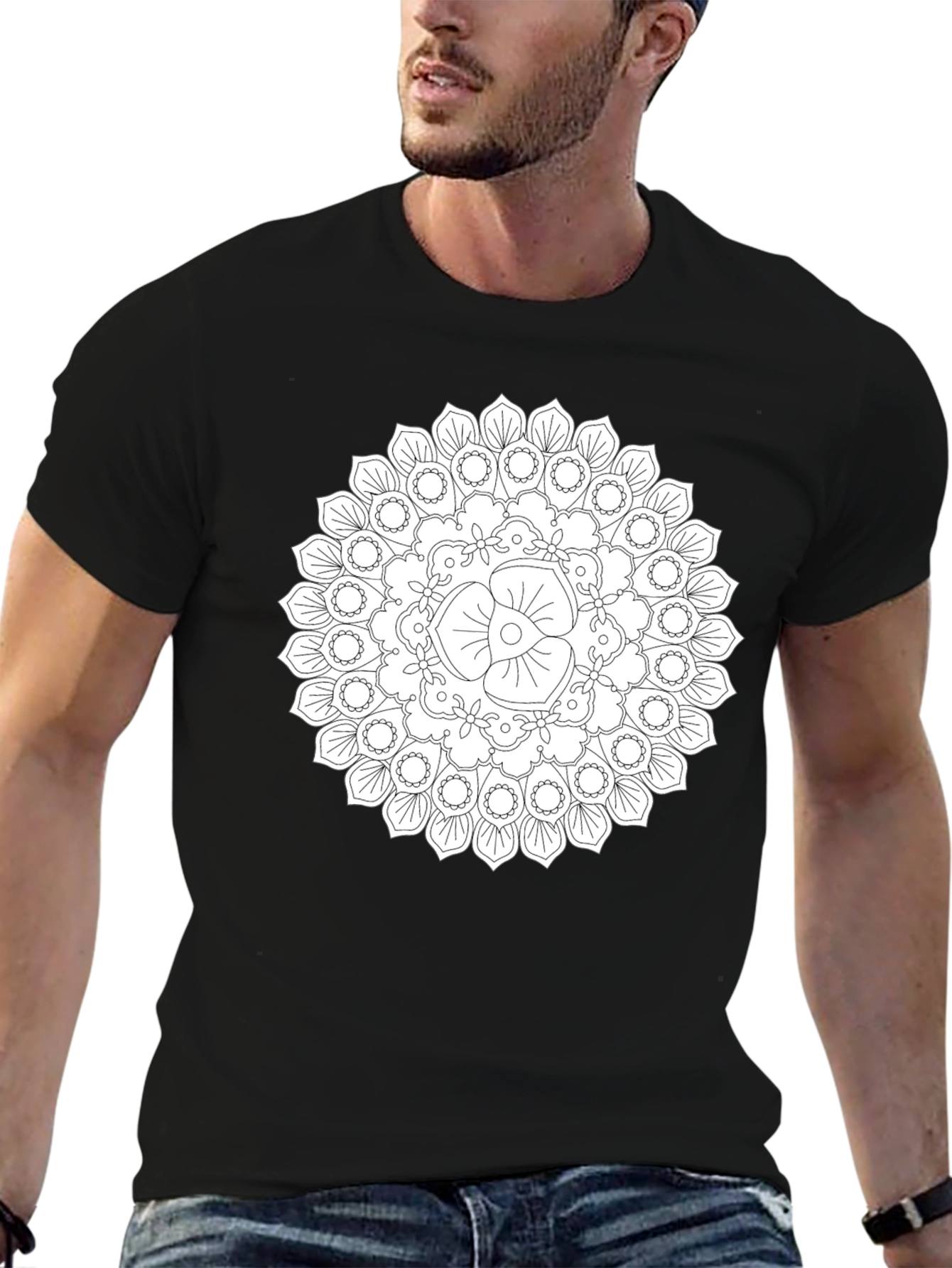 Black Mandala T-Shirt - Unique Geometric Design