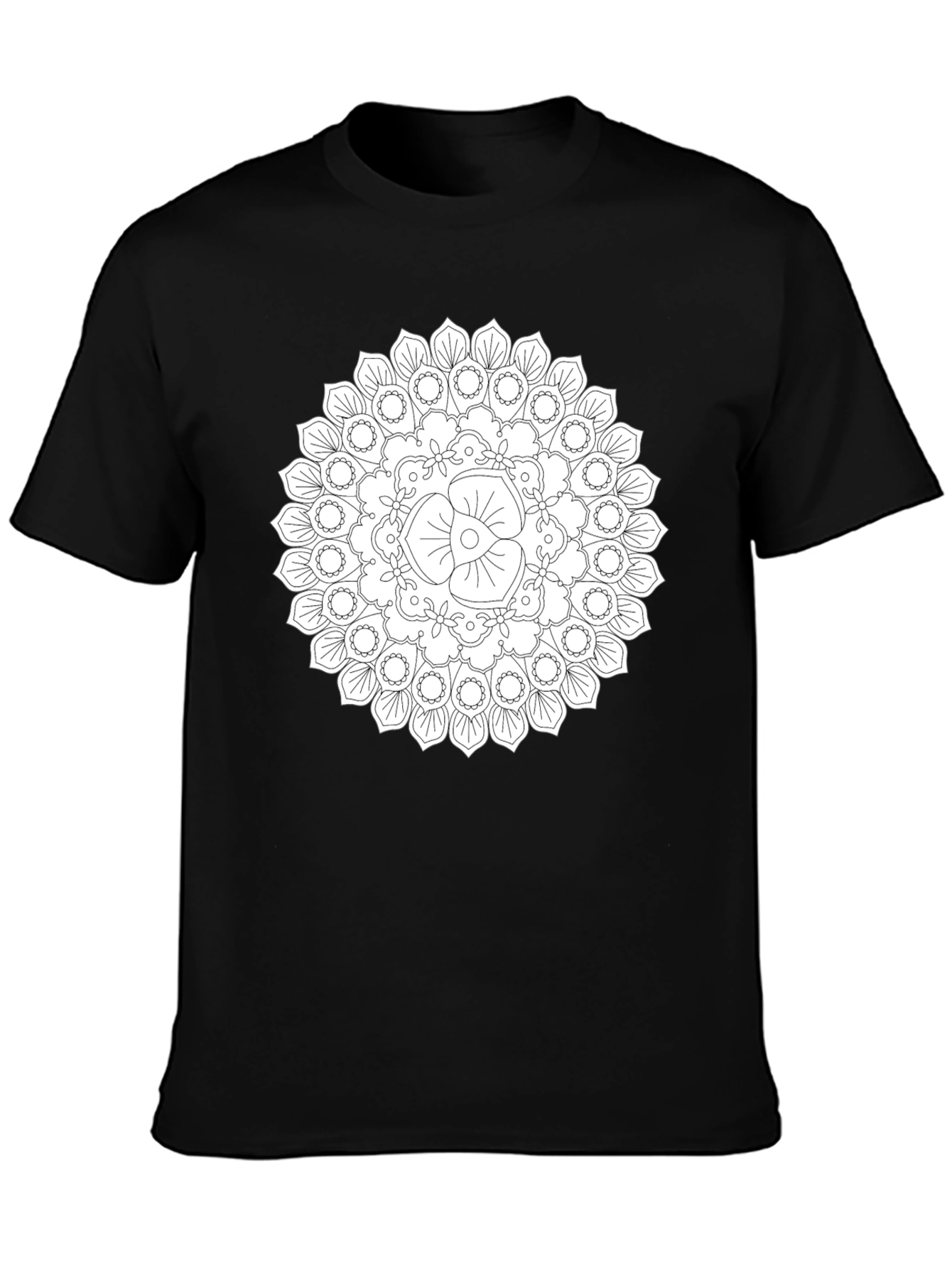 Black Mandala T-Shirt - Unique Geometric Design