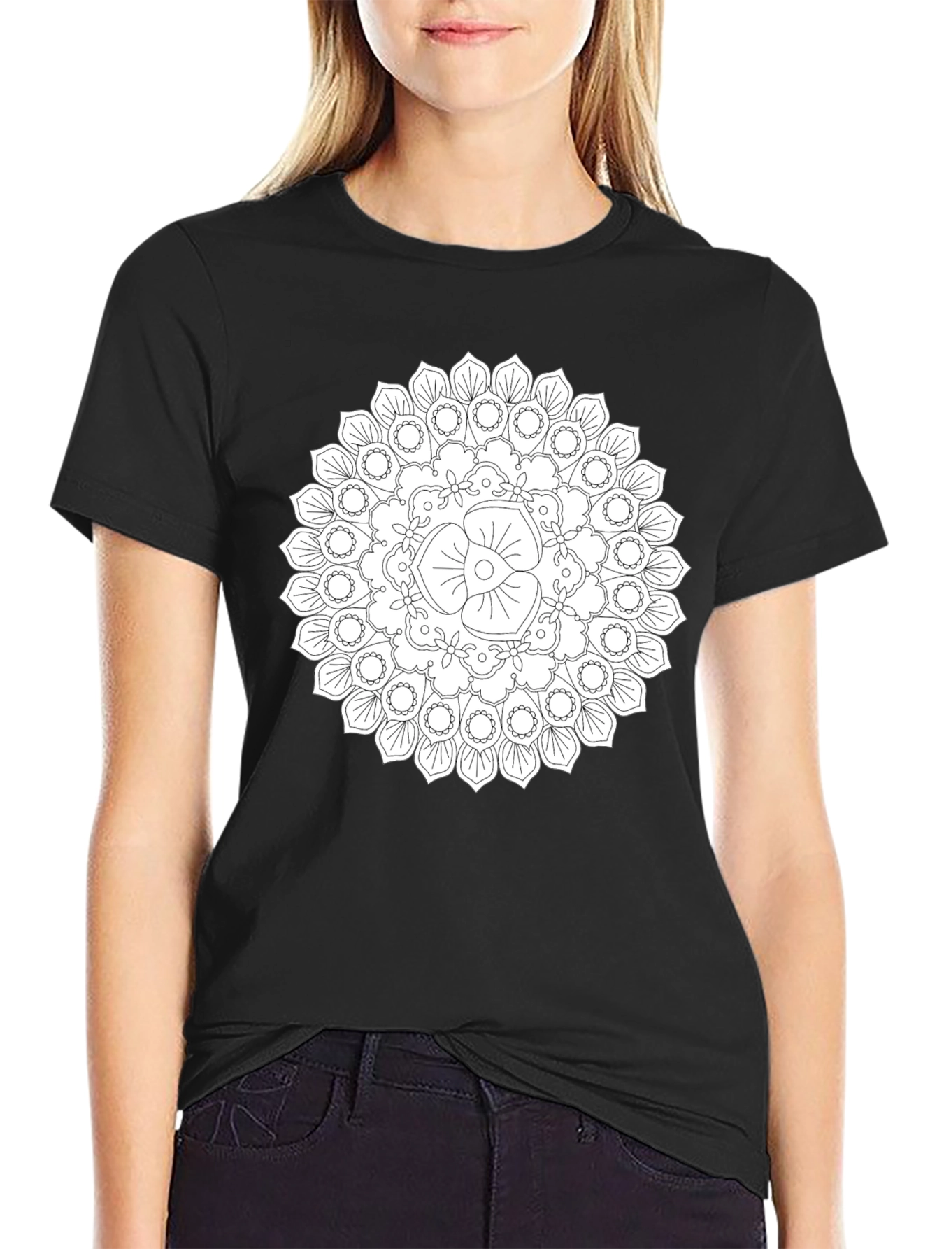 Black Mandala T-Shirt - Unique Geometric Design