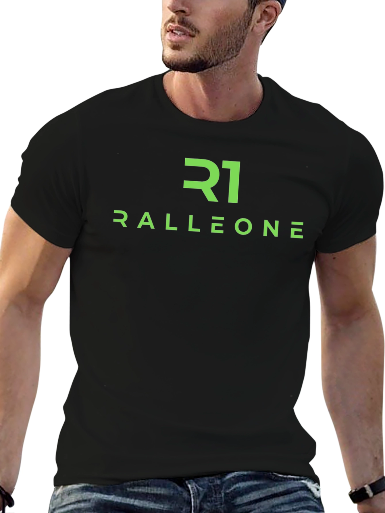 Ralleone Green Logo Black T-Shirt