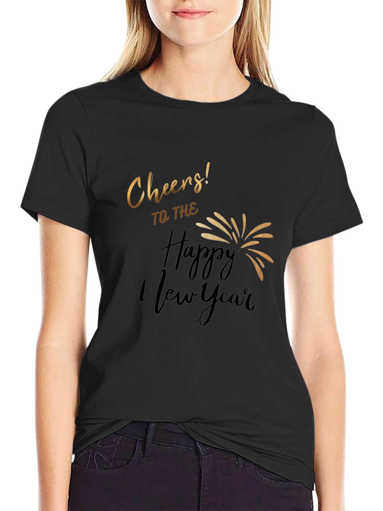 Cheers to the Happy New Year Black T-Shirt