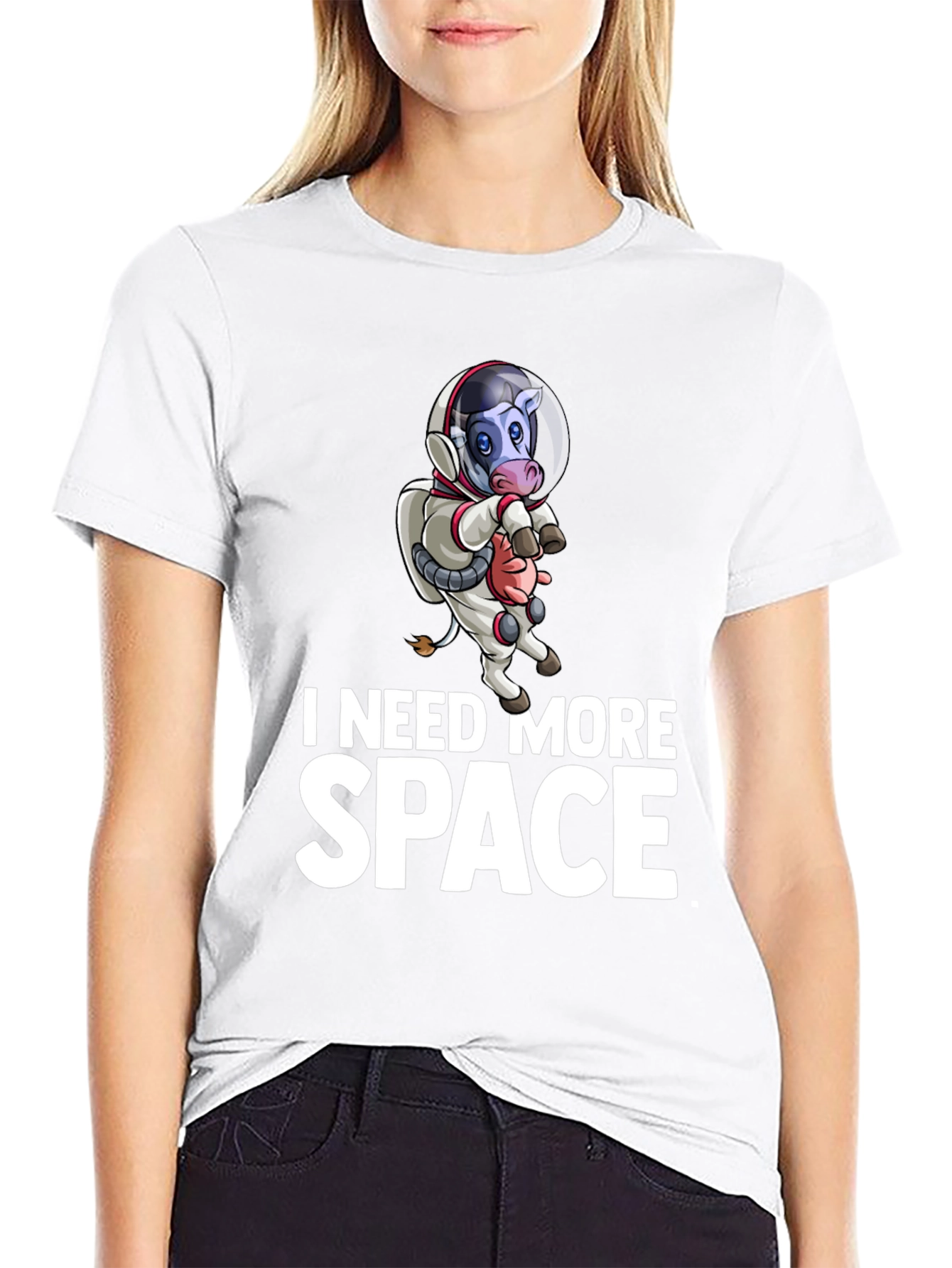I Need More Space Cow Astronaut Graphic T-Shirt