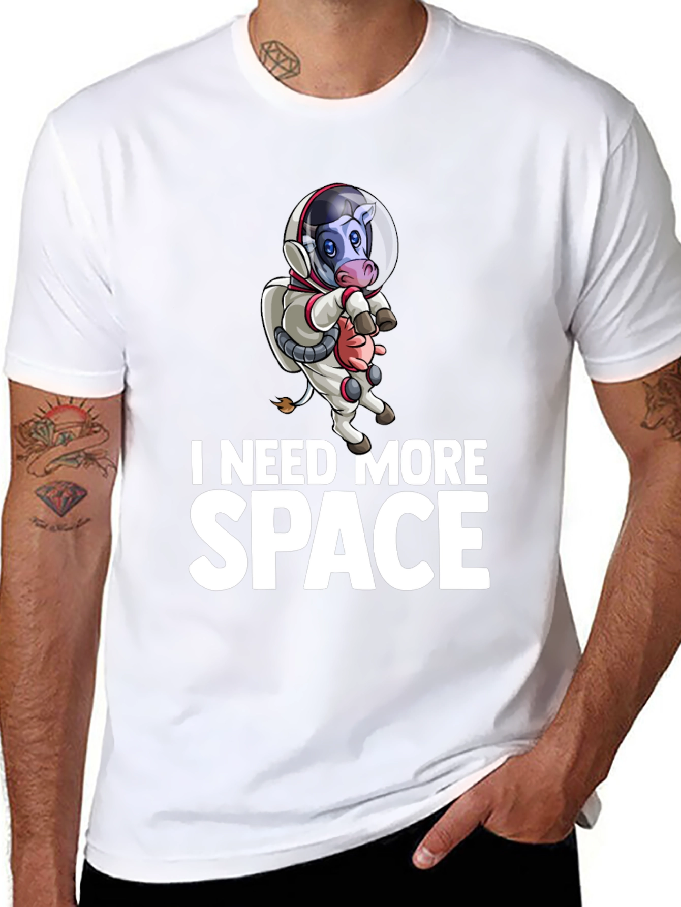 I Need More Space Cow Astronaut Graphic T-Shirt