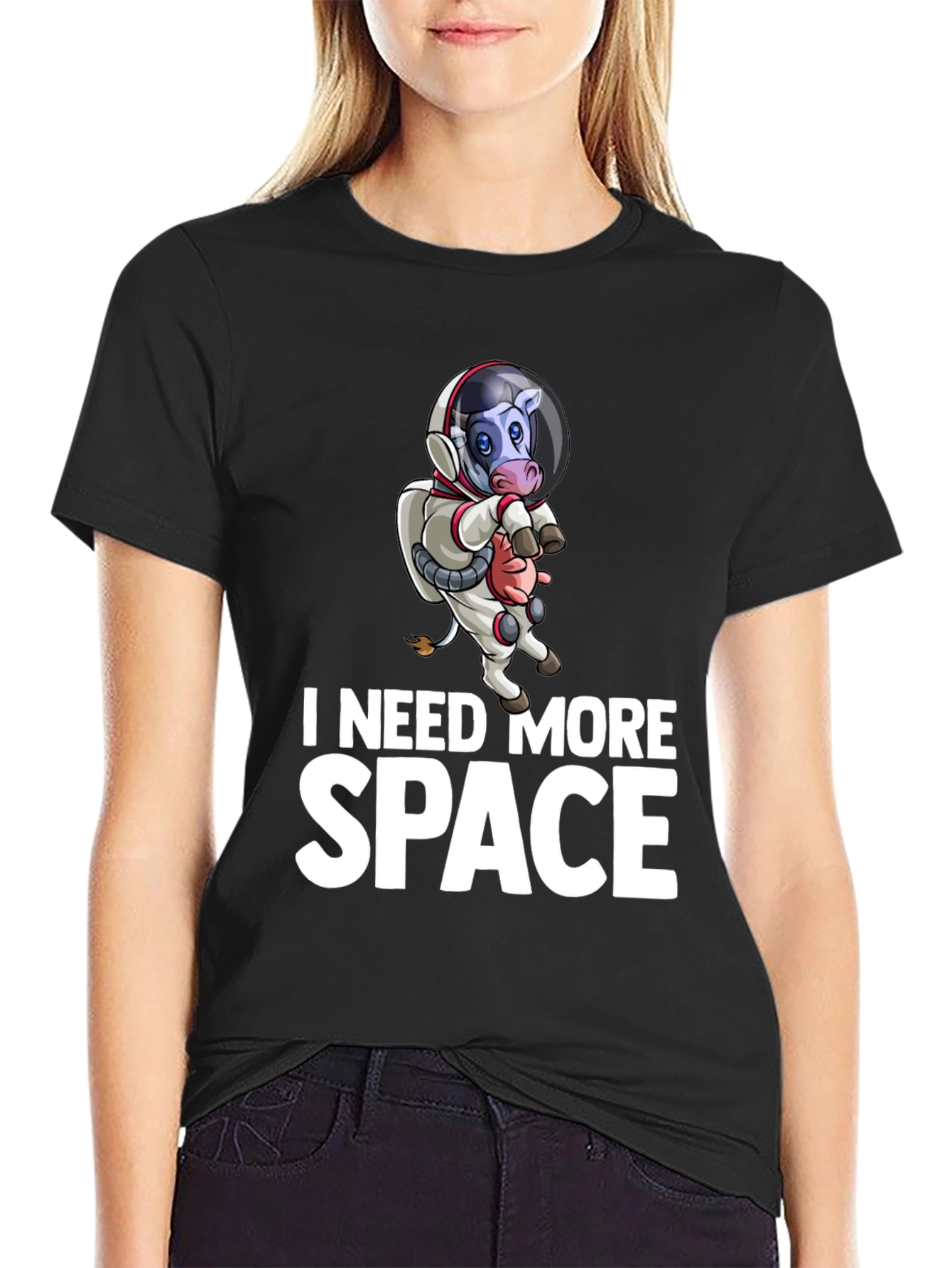 I Need More Space Cow Astronaut Graphic T-Shirt
