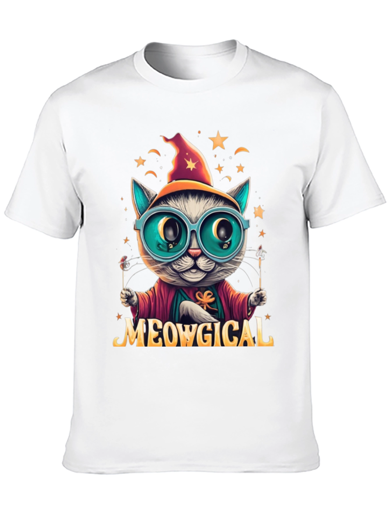 Meowgical Cat Wizard Graphic T-Shirt