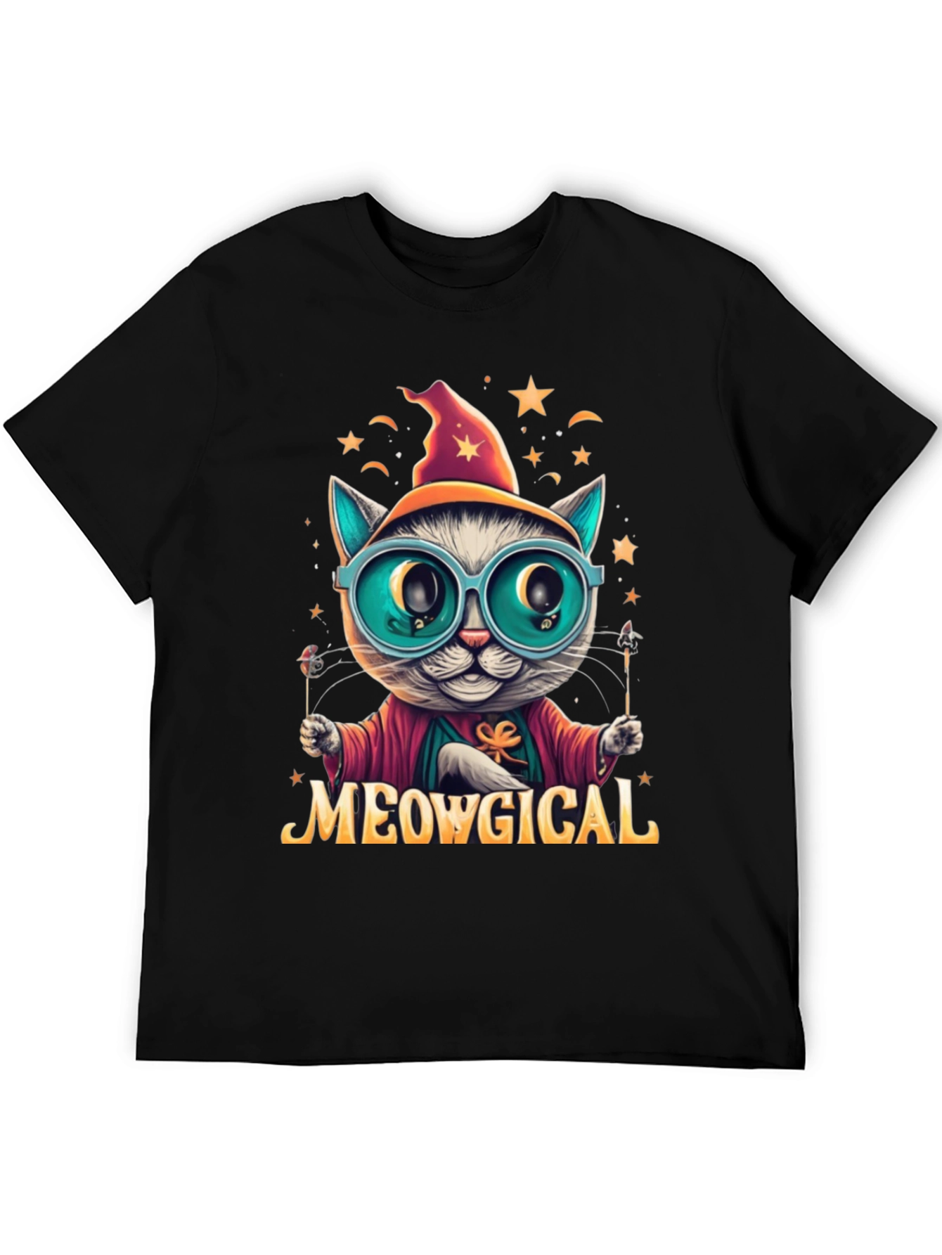 Meowgical Cat Wizard Graphic T-Shirt
