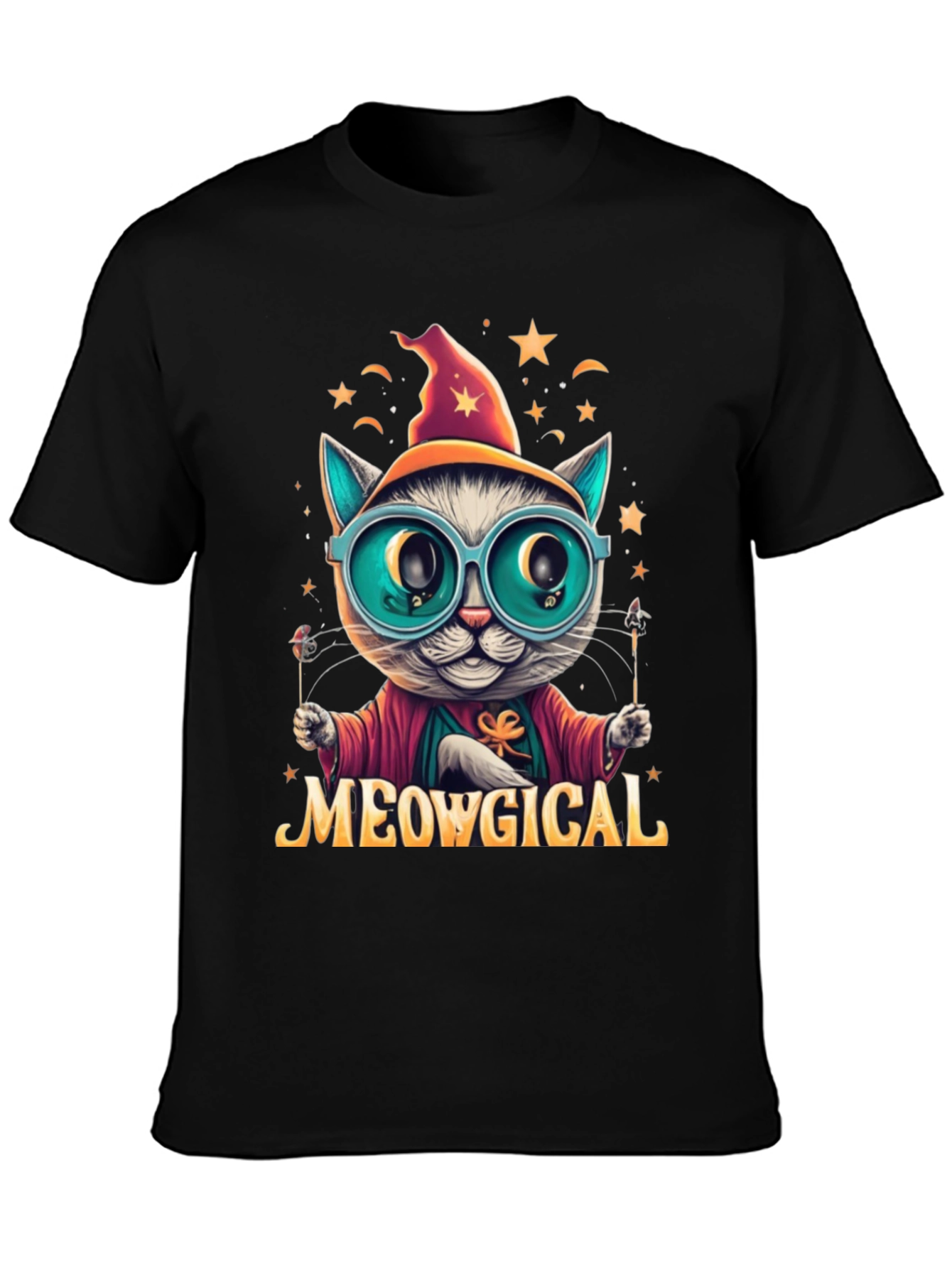 Meowgical Cat Wizard Graphic T-Shirt
