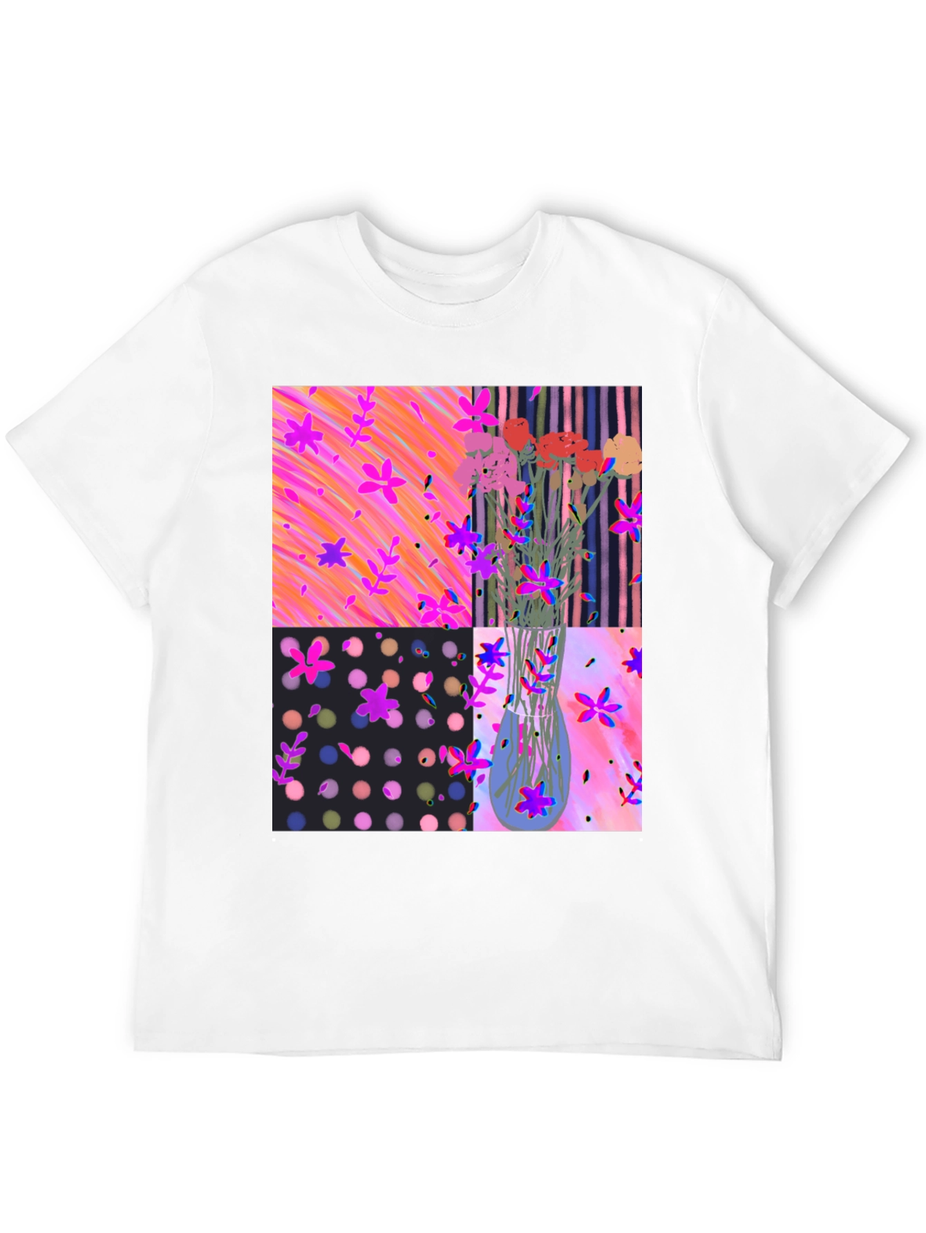 Floral Vase Graphic Tee - Artsy Design