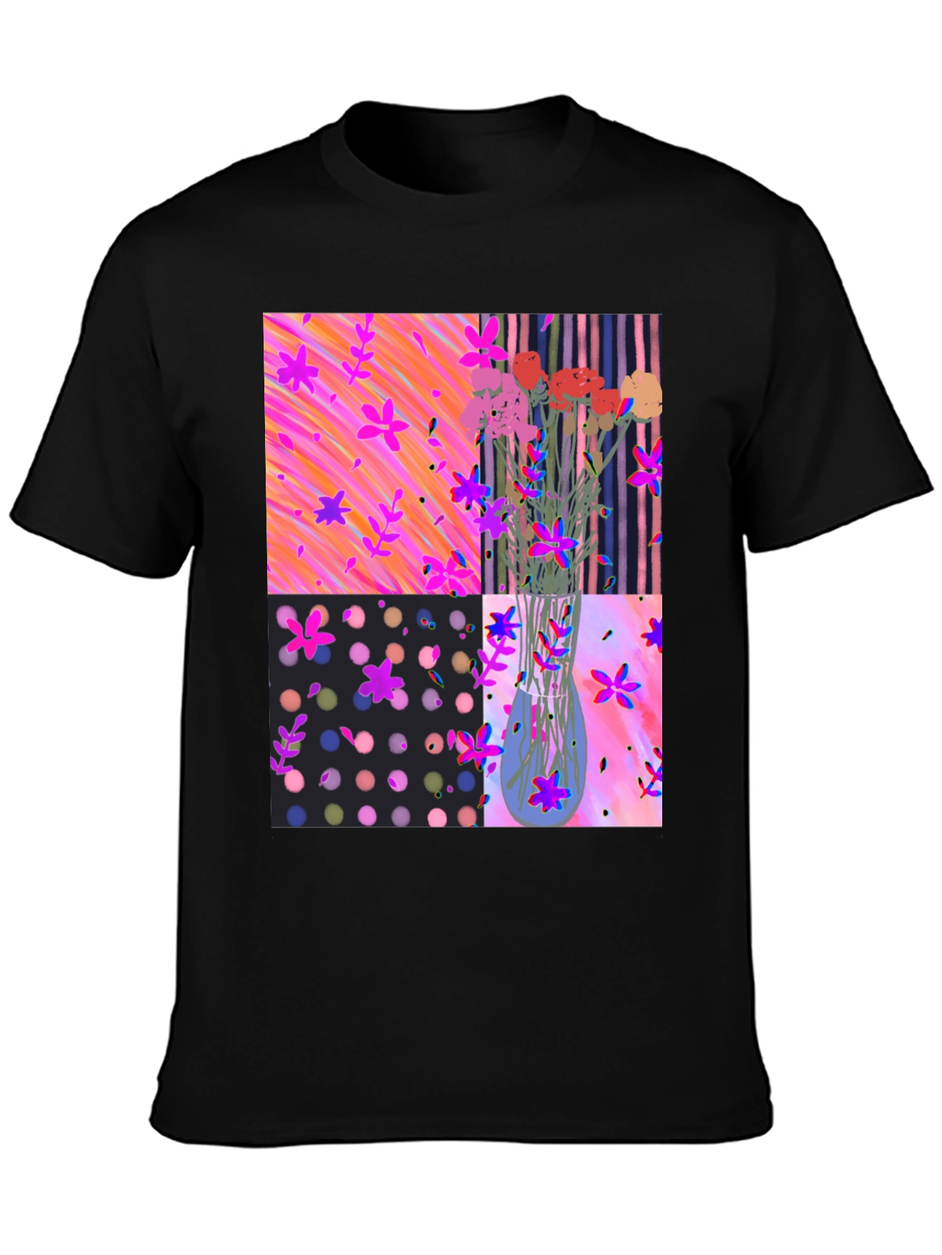 Floral Vase Graphic Tee - Artsy Design