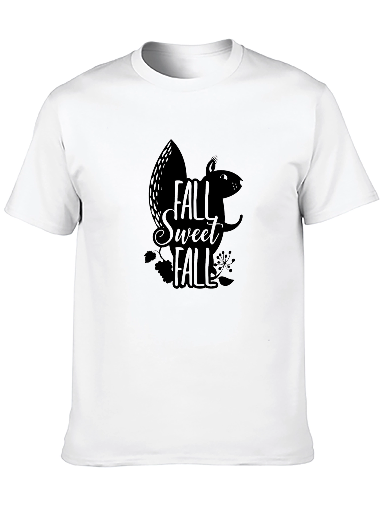 Fall Sweet Fall Squirrel Graphic Tee - Black