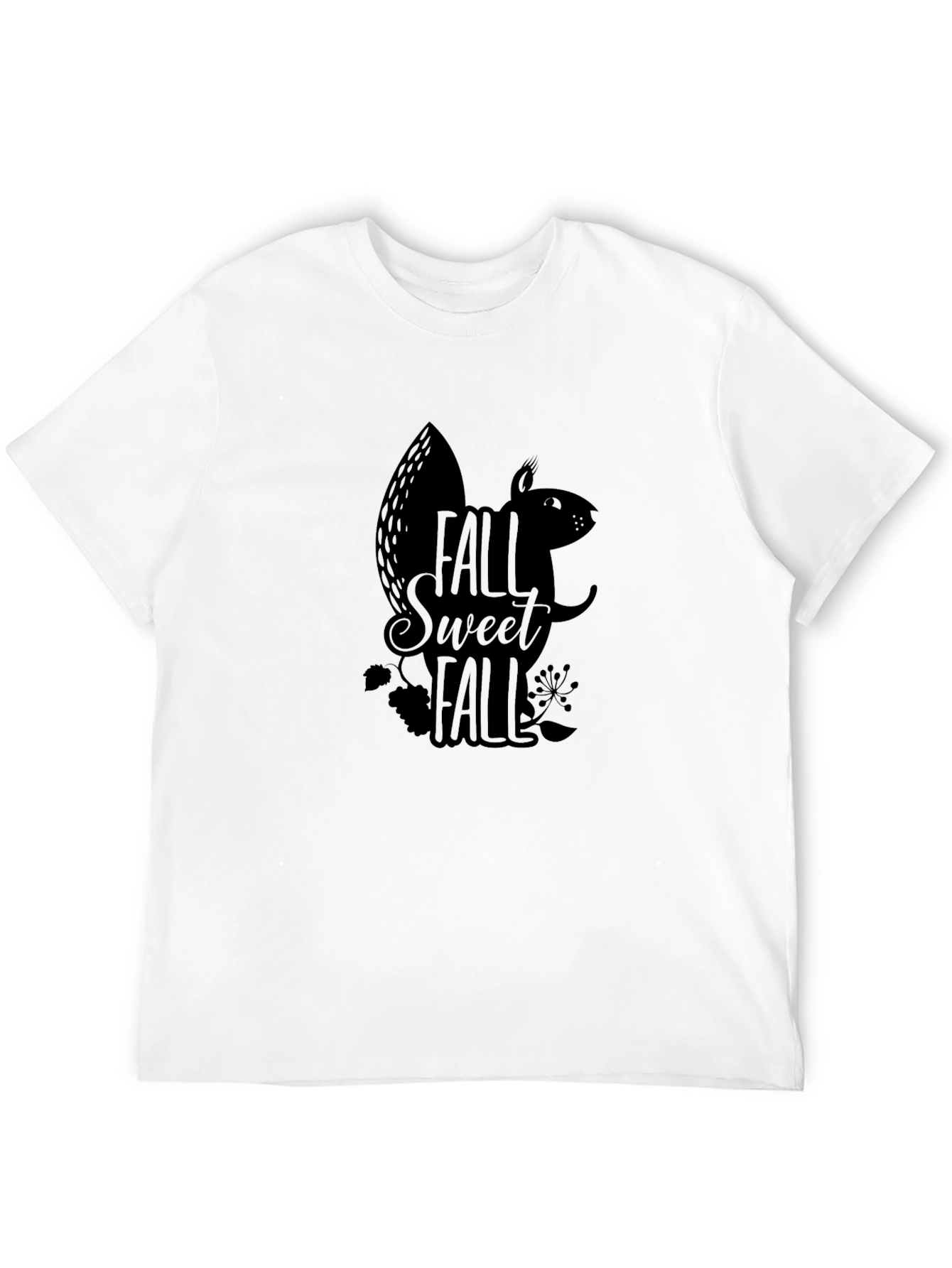 Fall Sweet Fall Squirrel Graphic Tee - Black