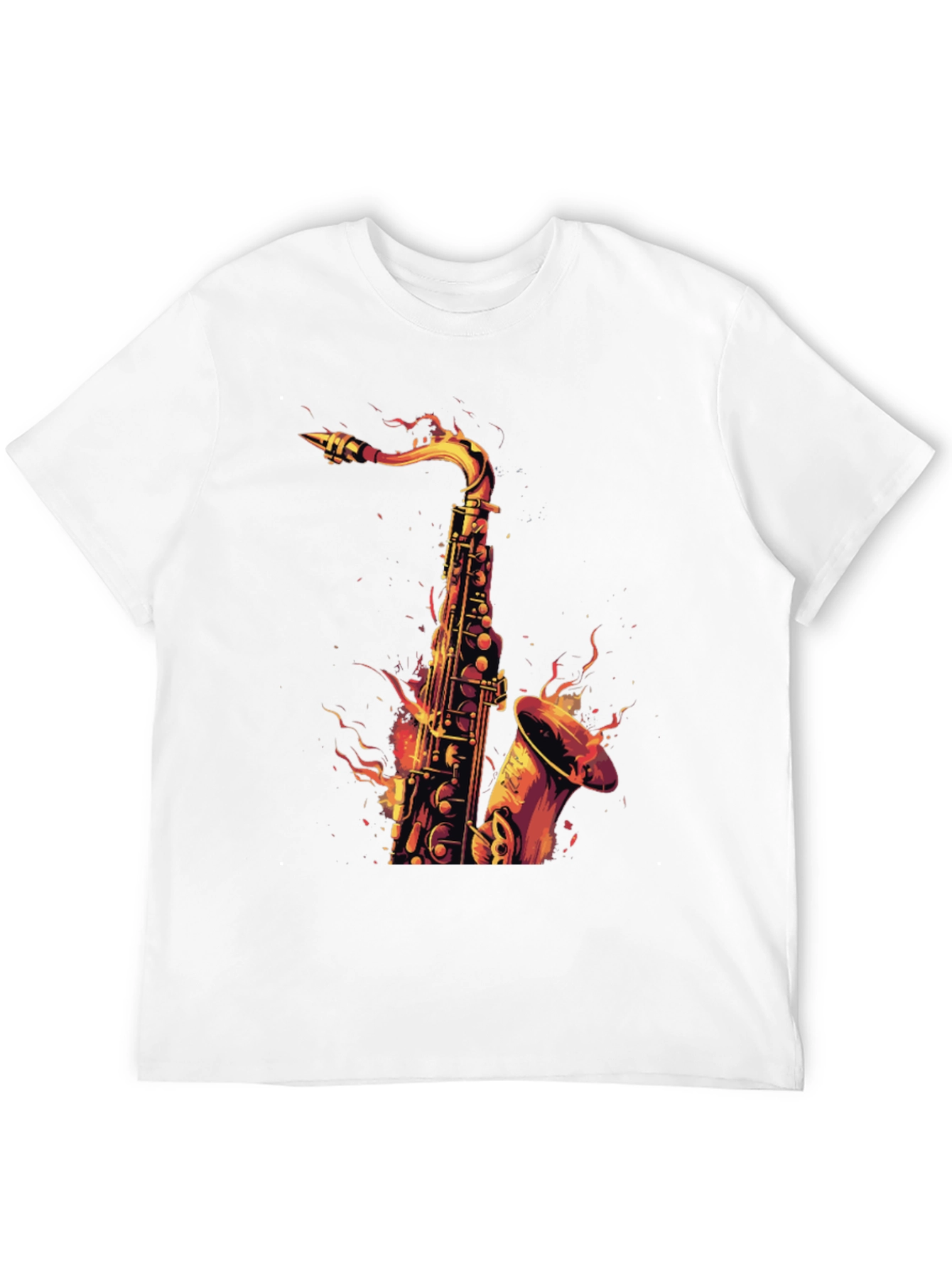 Fiery Saxophone Graphic Tee - Black