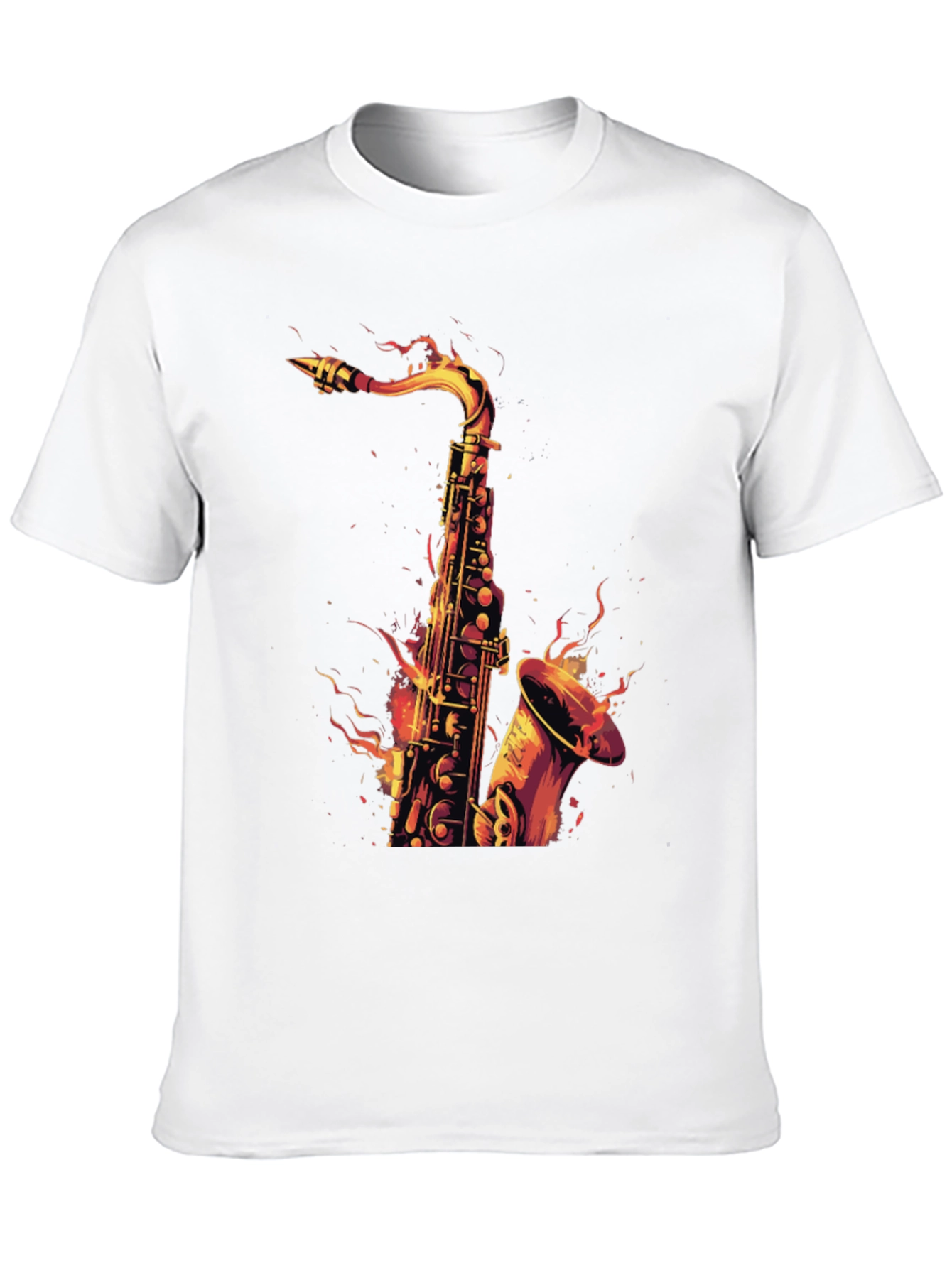 Fiery Saxophone Graphic Tee - Black