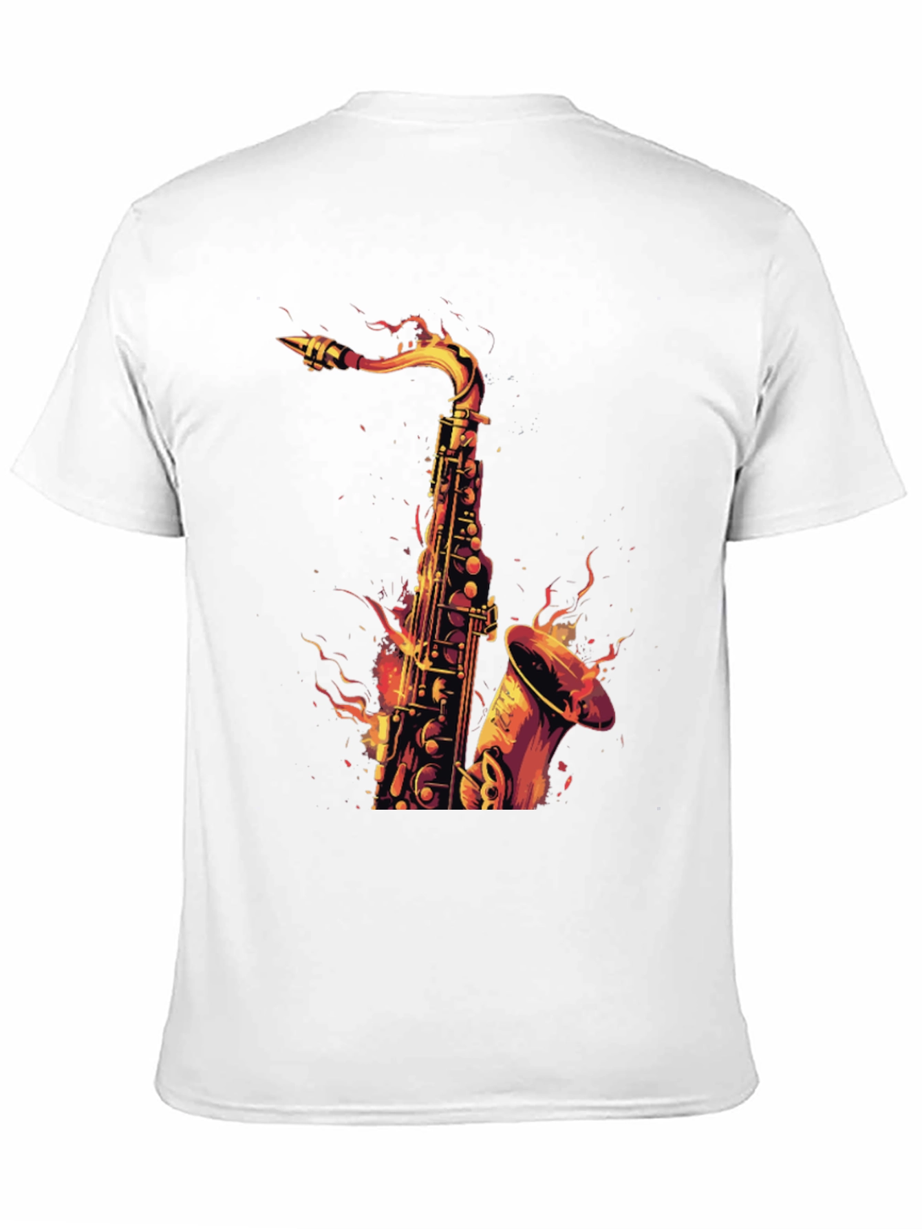 Fiery Saxophone Graphic Tee - Black