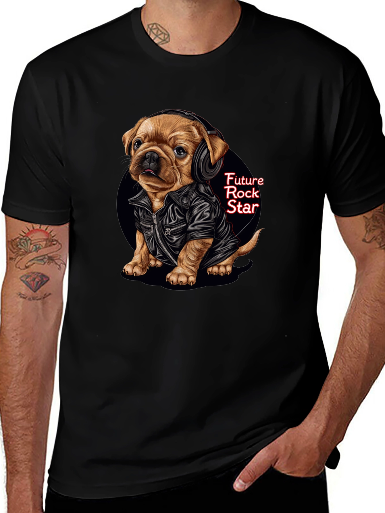 Cool Puppy Rock Star Graphic Tee