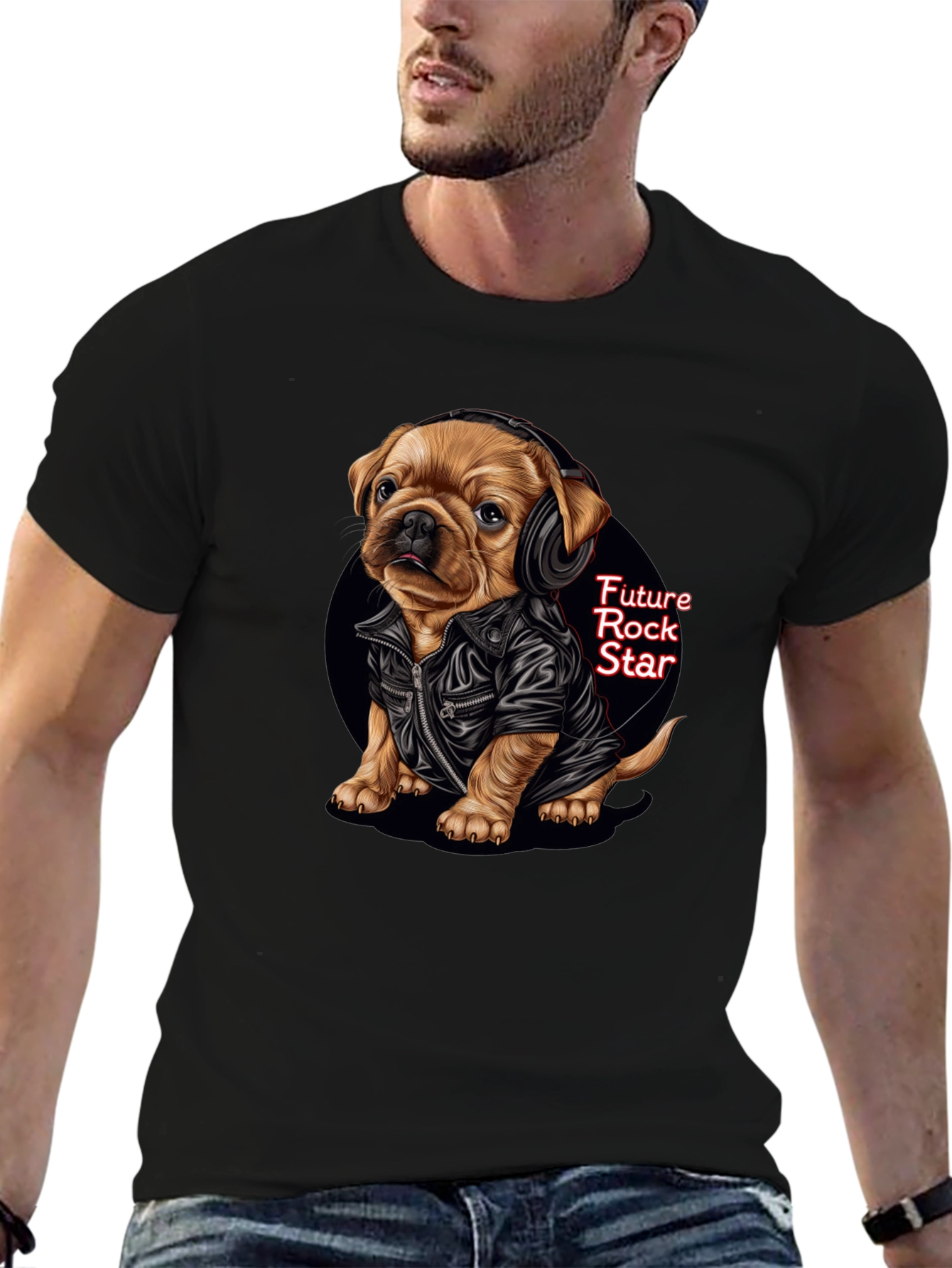 Cool Puppy Rock Star Graphic Tee