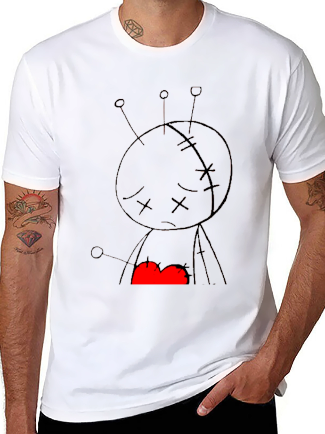 Voodoo Doll Graphic Print Black Tee