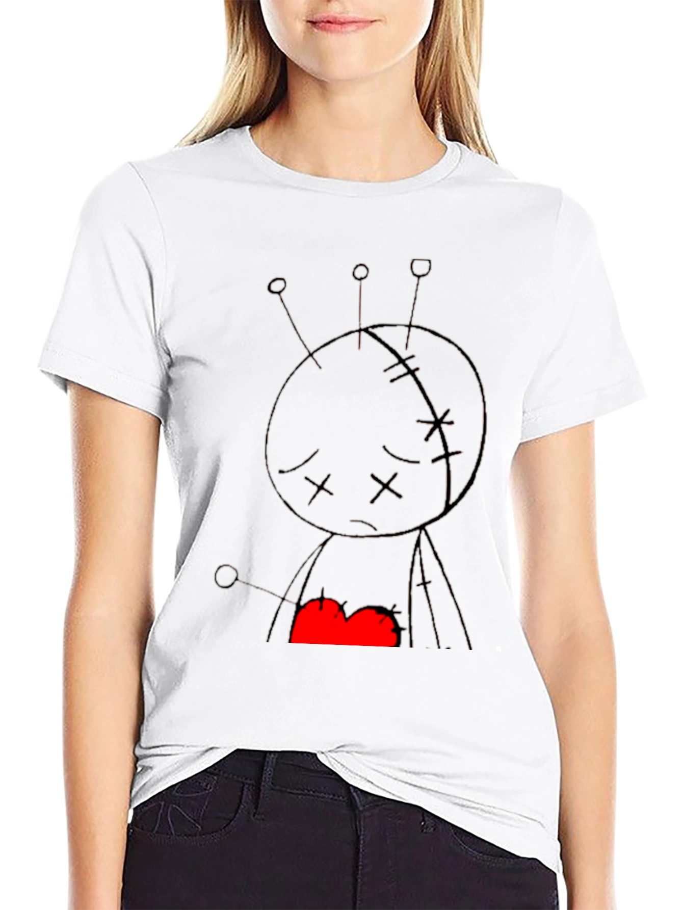 Voodoo Doll Graphic Print Black Tee